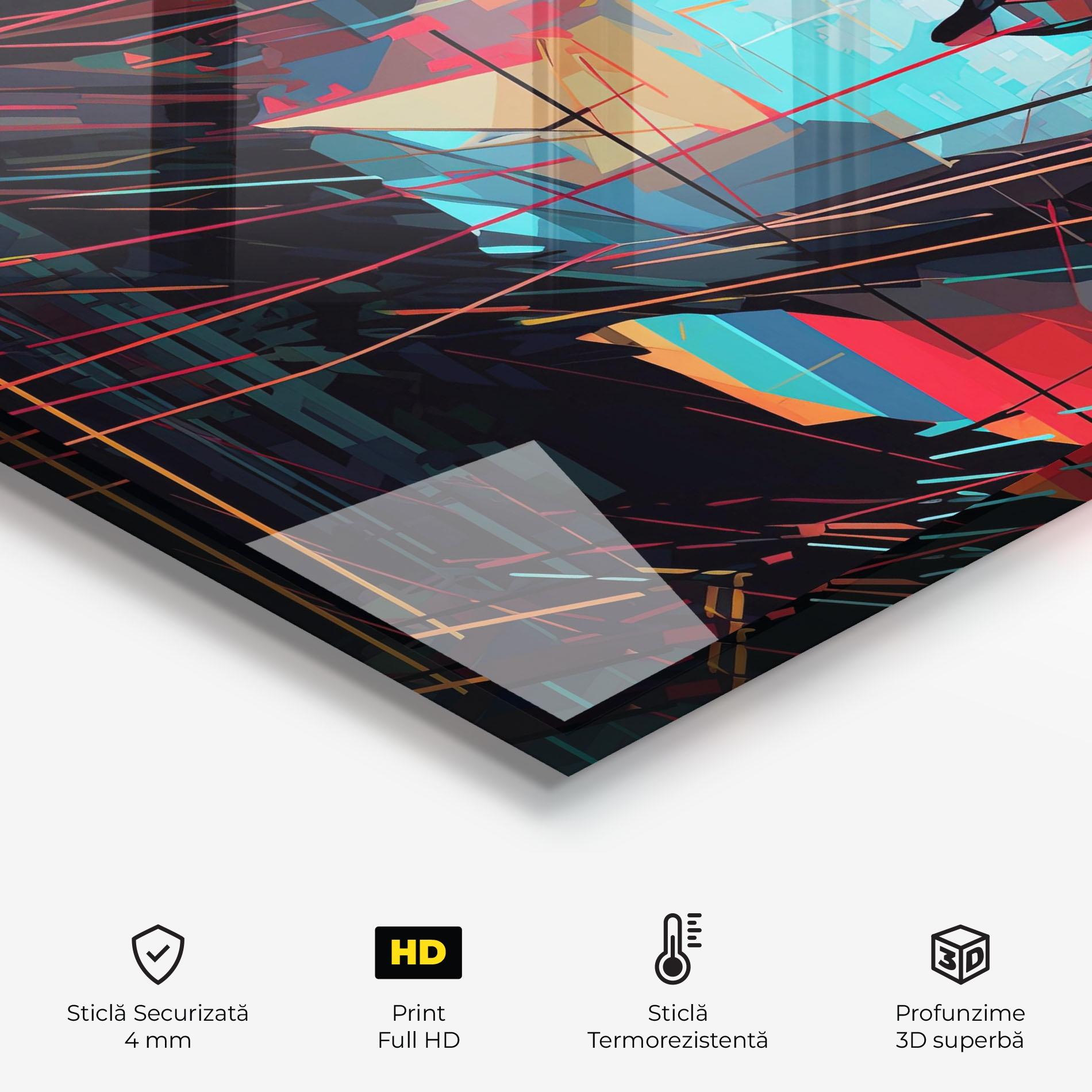 Panou Sticla Bucatarie Colorful Glitchy Woman mockup 2