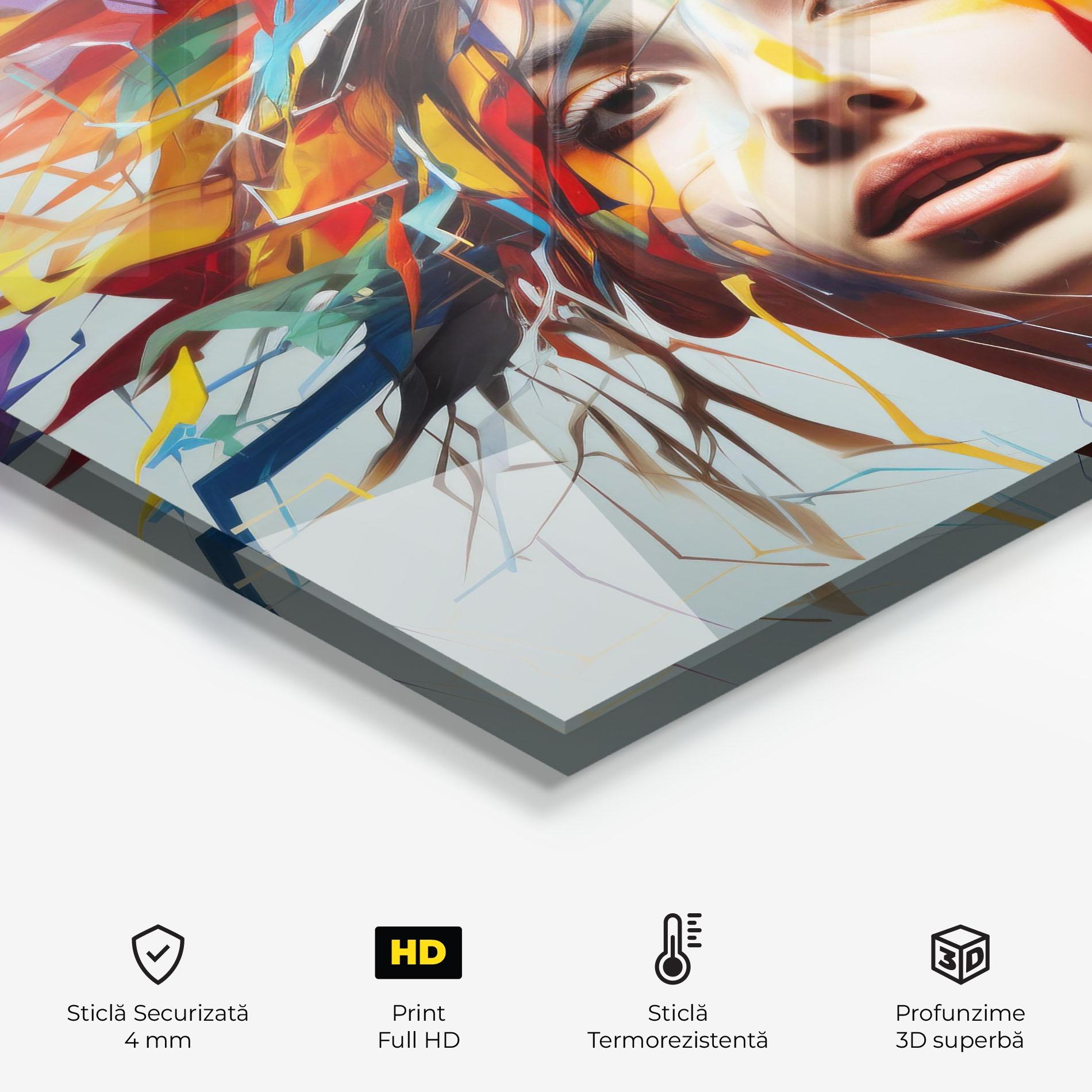 Panou Sticla Bucatarie Colorful Paint Hair mockup 2