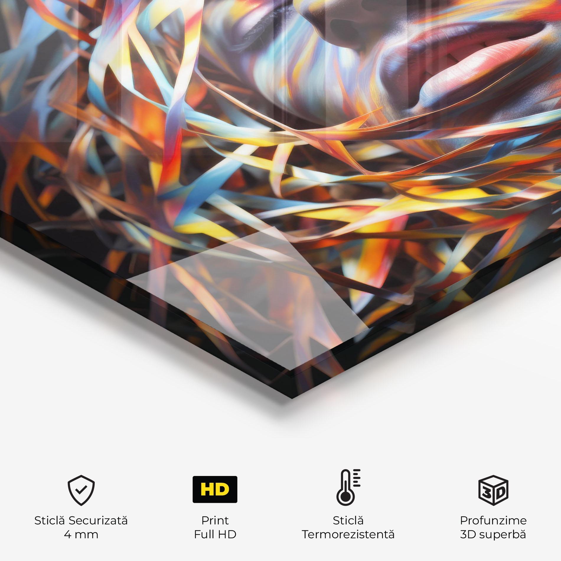 Panou Sticla Bucatarie Colorful Ribbons Hair mockup 2