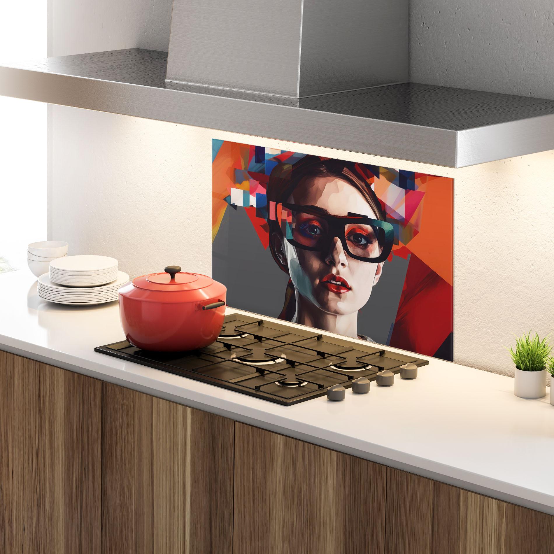 Panou Sticla Bucatarie Big Black Glasses mockup 4