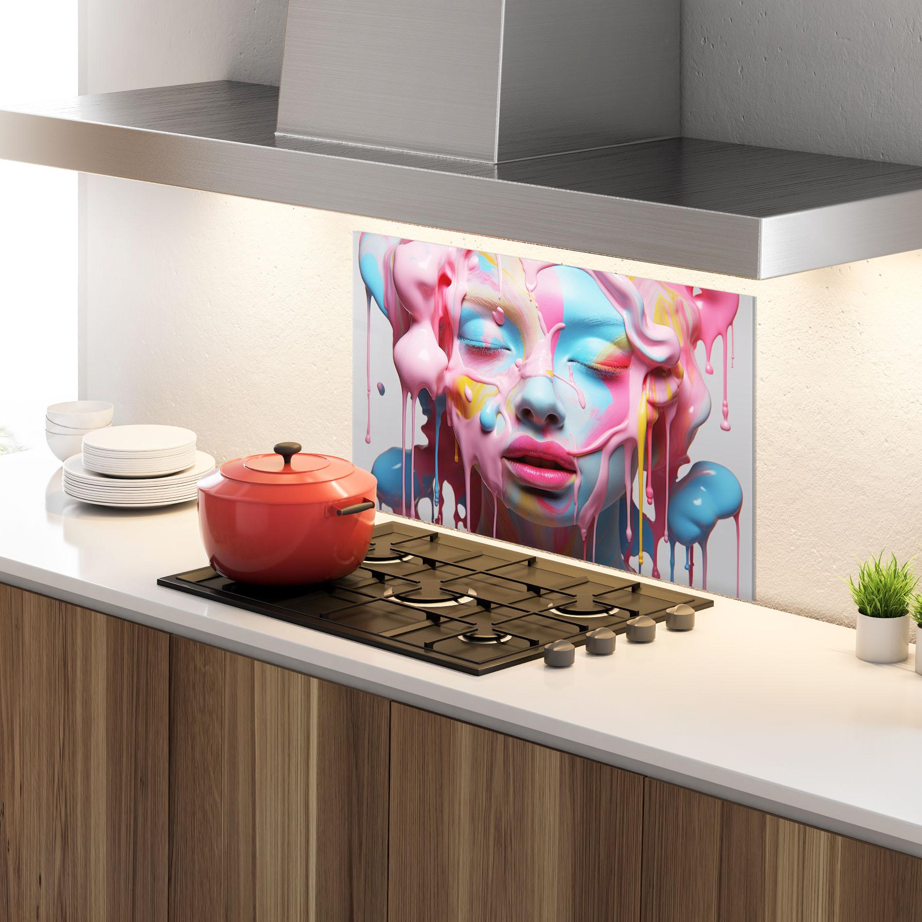 Panou Sticla Bucatarie Colorful Face Paint mockup 4