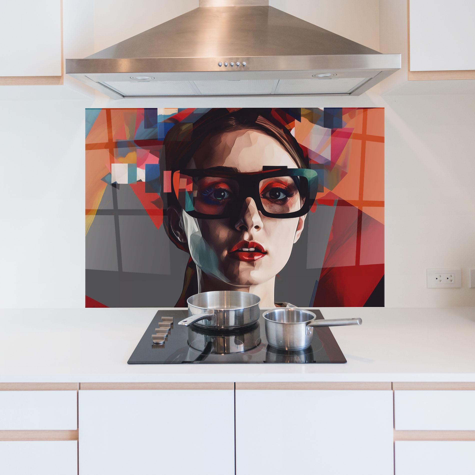 Panou Sticla Bucatarie Big Black Glasses mockup 5