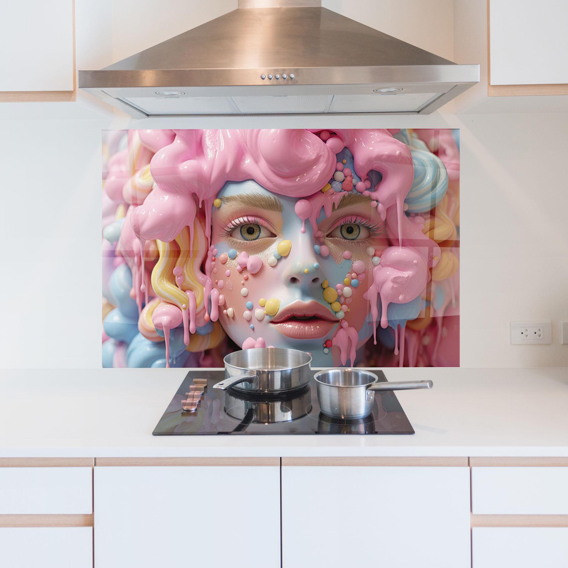 Panou Sticla Bucatarie Candy Face Girl mockup 5