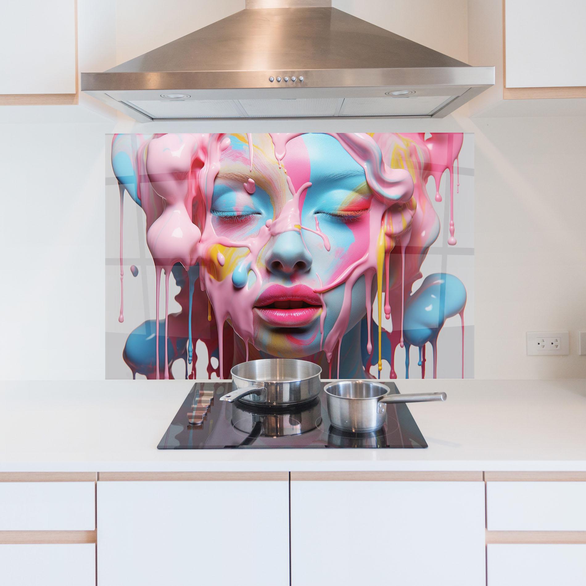 Panou Sticla Bucatarie Colorful Face Paint mockup 5