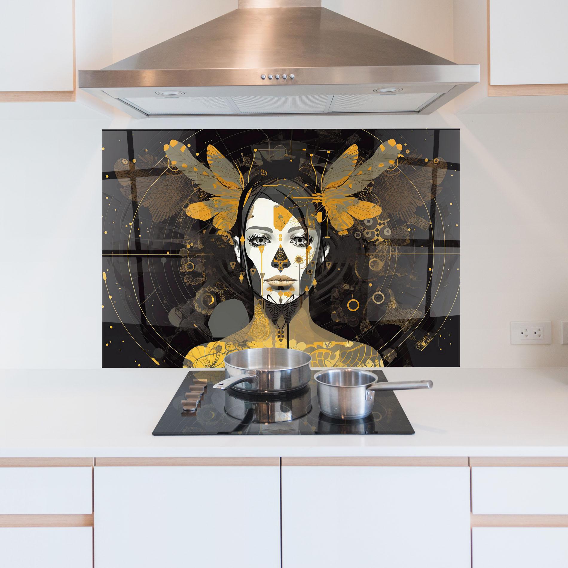 Panou Sticla Bucatarie Colorful Graphical Artwork mockup 5