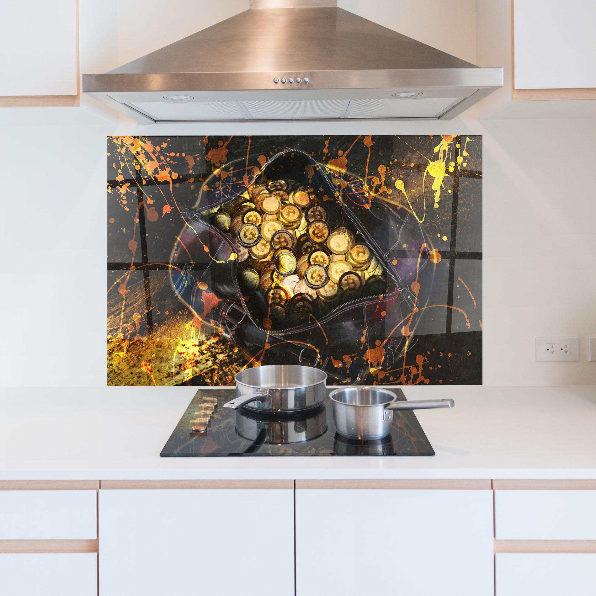 Panou Sticla Bucatarie Crypto Rich mockup 5