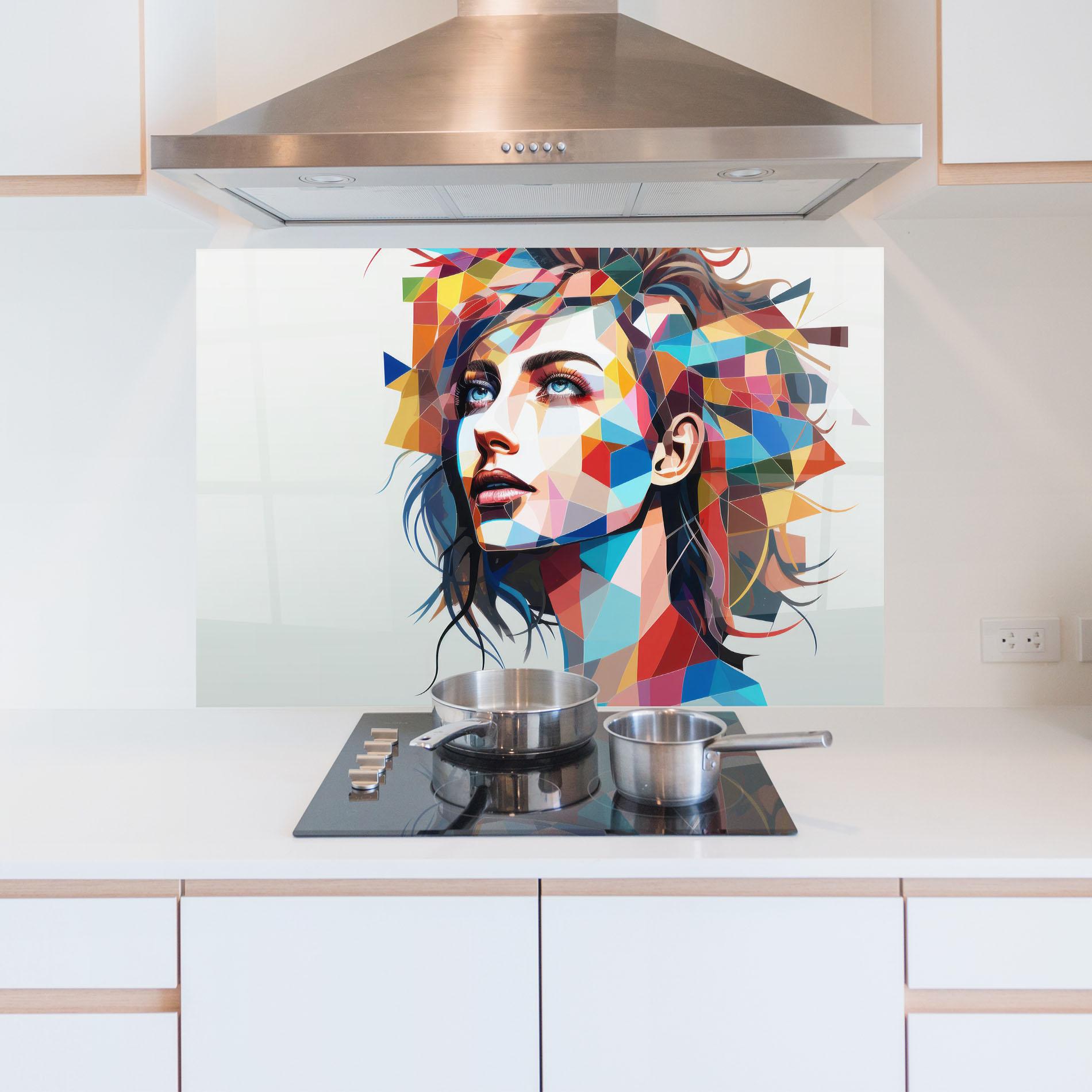 Panou Sticla Bucatarie Geometric Shapes Hair mockup 5