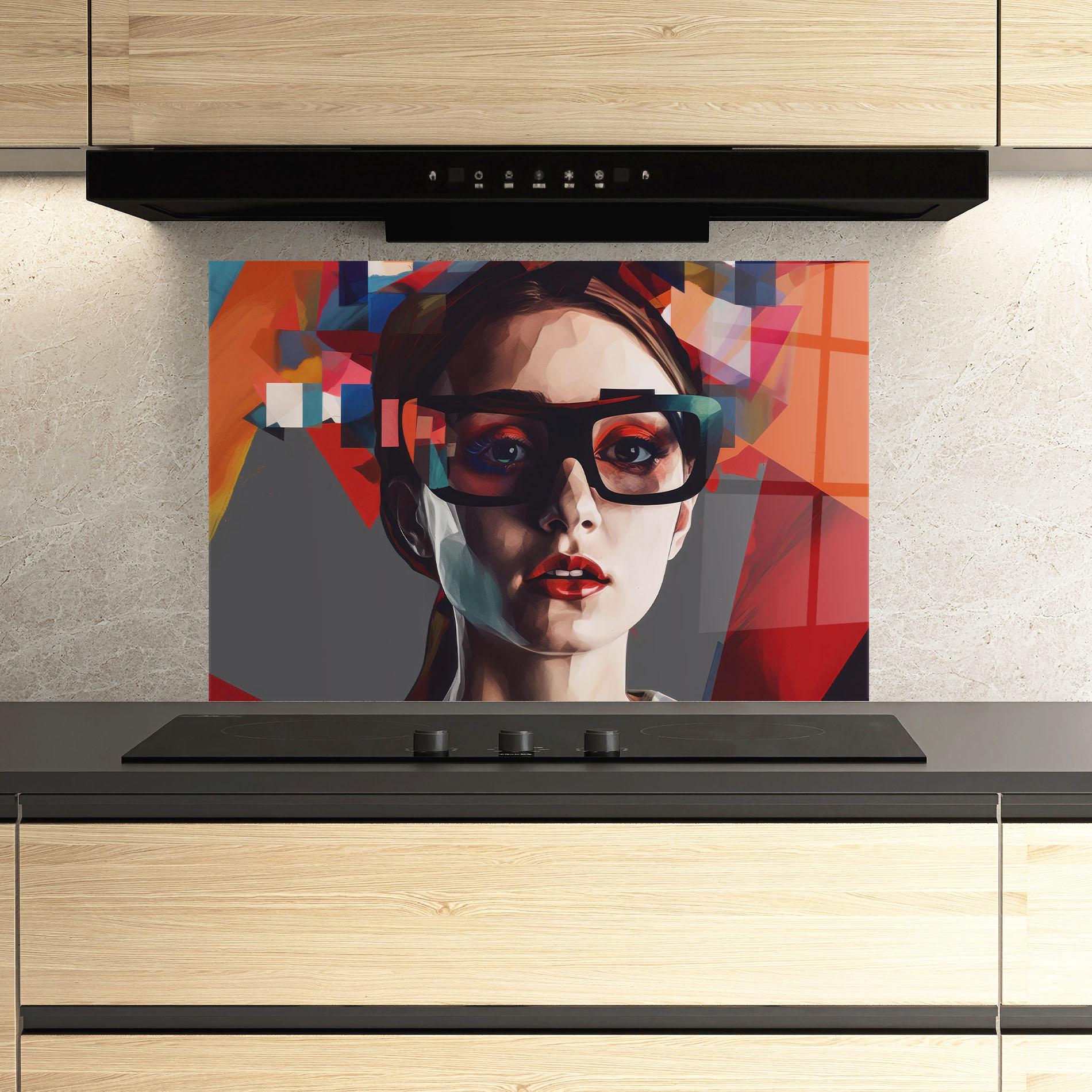 Panou Sticla Bucatarie Big Black Glasses mockup 3