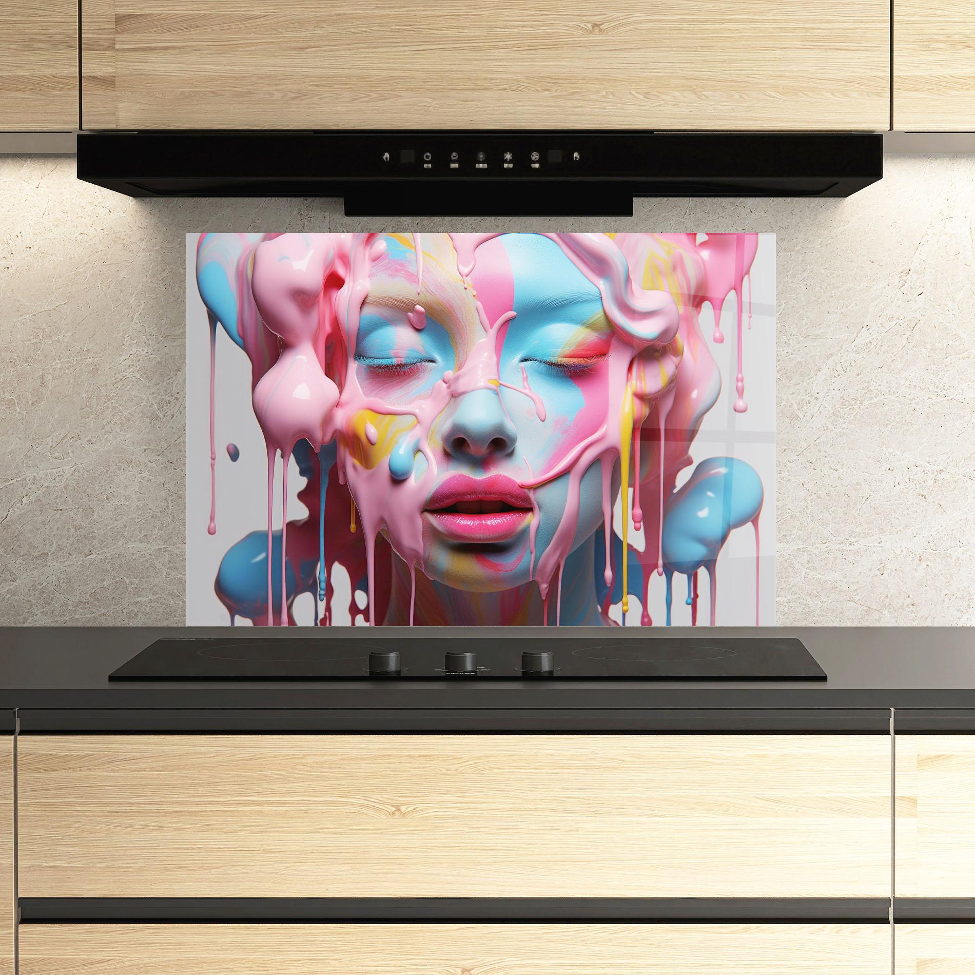 Panou Sticla Bucatarie Colorful Face Paint mockup 3