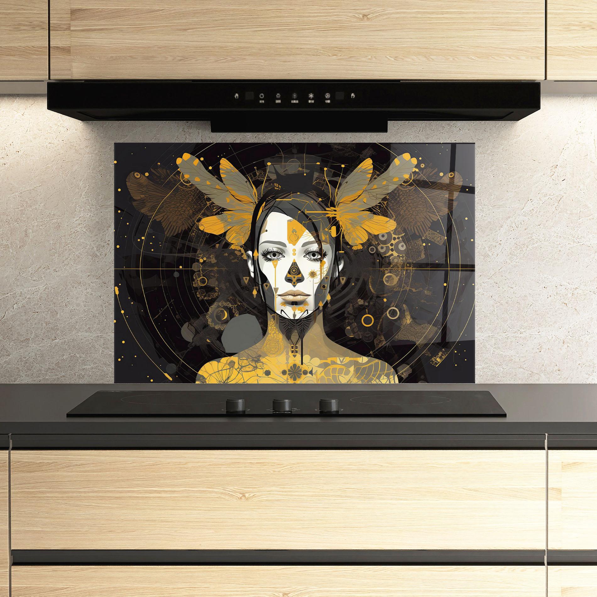 Panou Sticla Bucatarie Colorful Graphical Artwork mockup 3