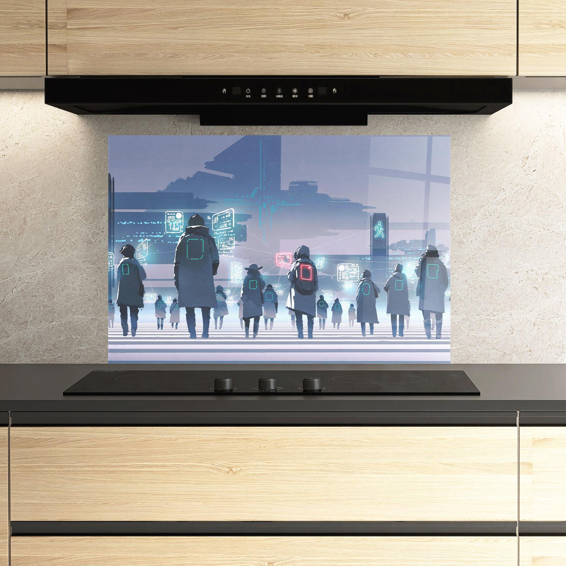 Panou Sticla Bucatarie Futuristic People mockup 3