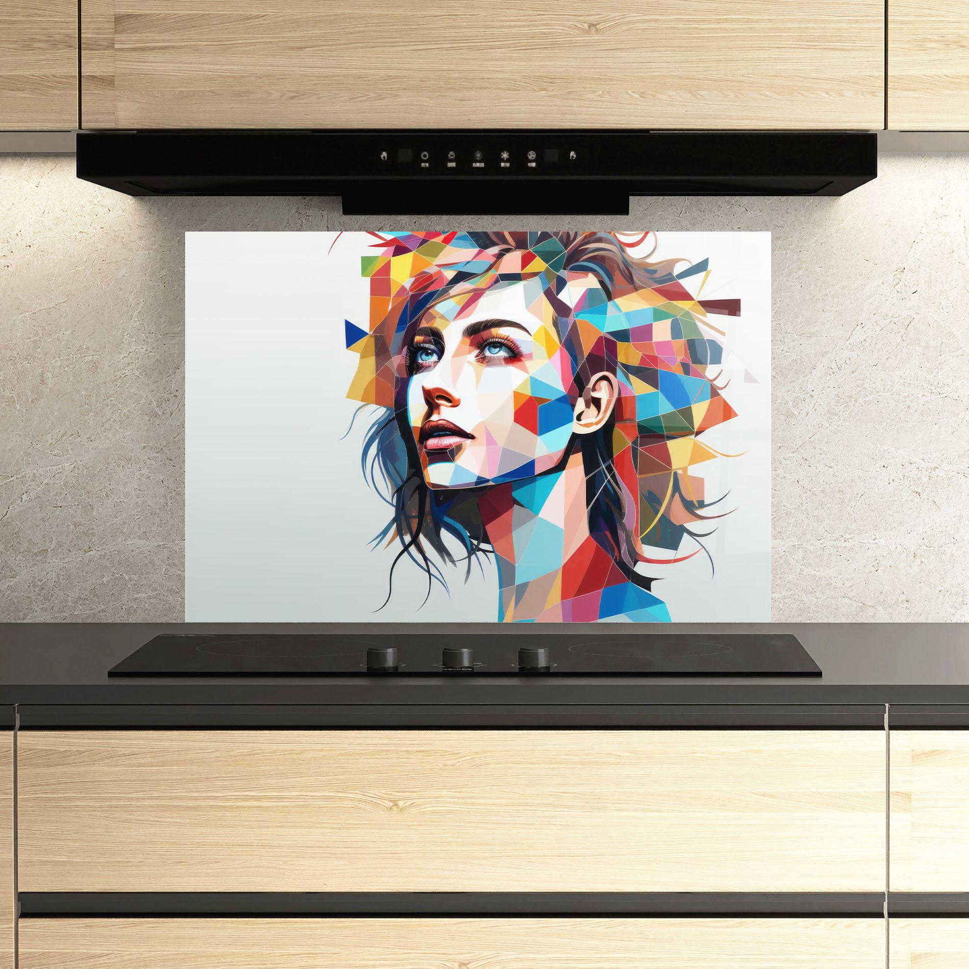 Panou Sticla Bucatarie Geometric Shapes Hair mockup 3