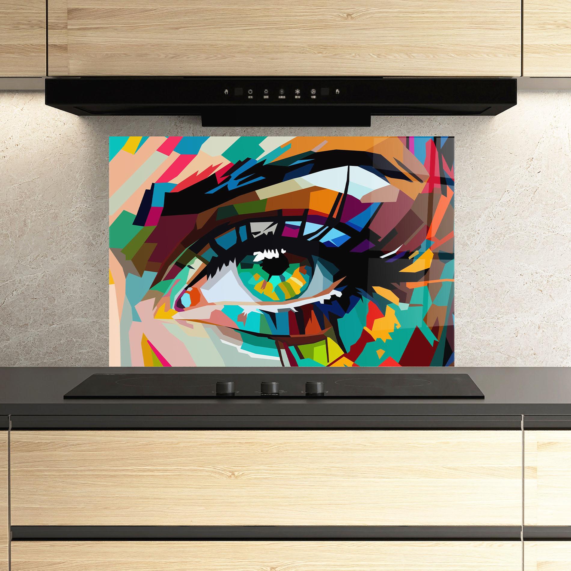 Panou Sticla Bucatarie Green Art Eye mockup 3