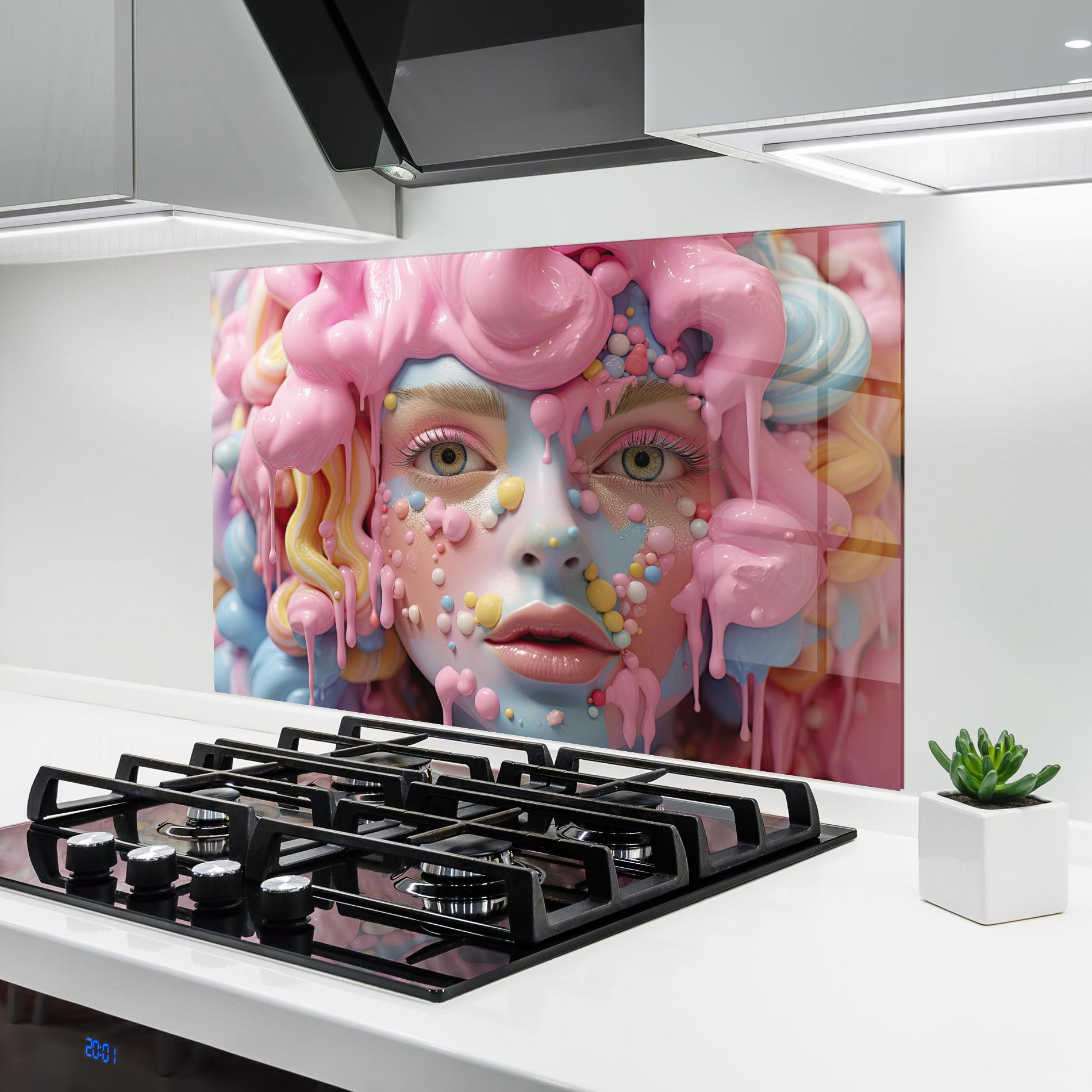 Panou Sticla Bucatarie Candy Face Girl mockup 6