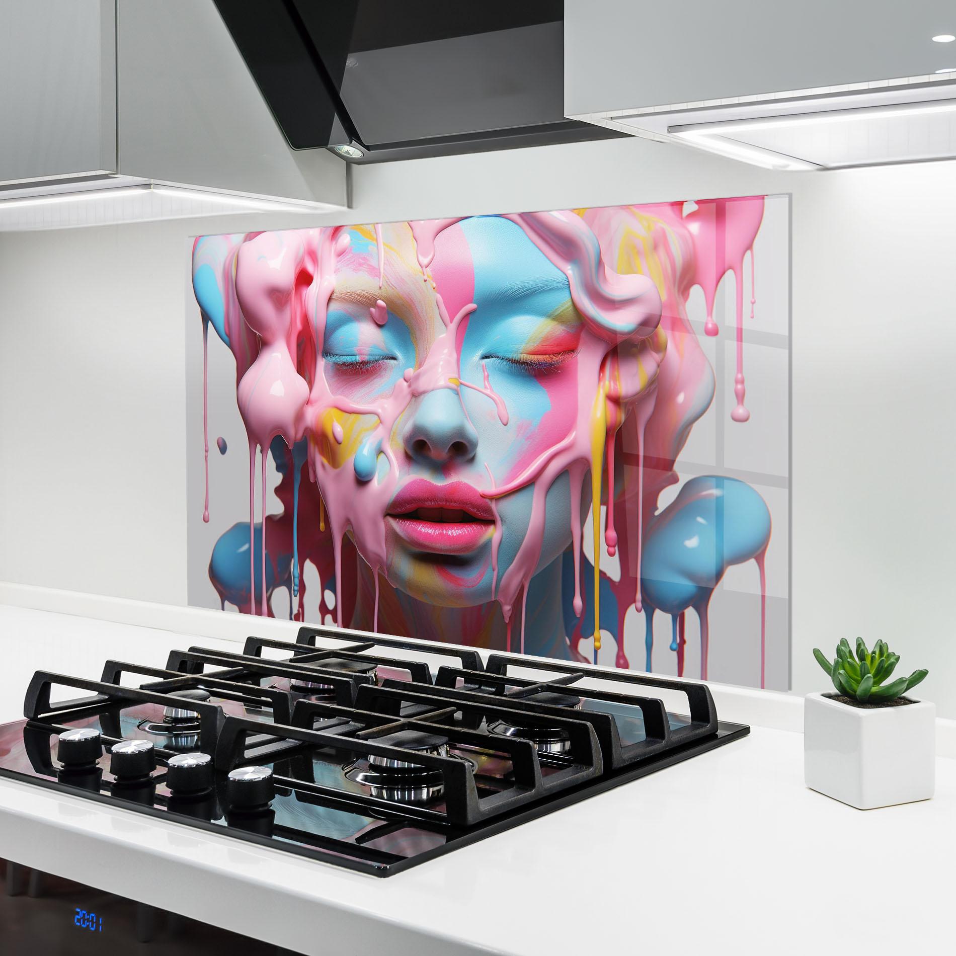 Panou Sticla Bucatarie Colorful Face Paint mockup 6