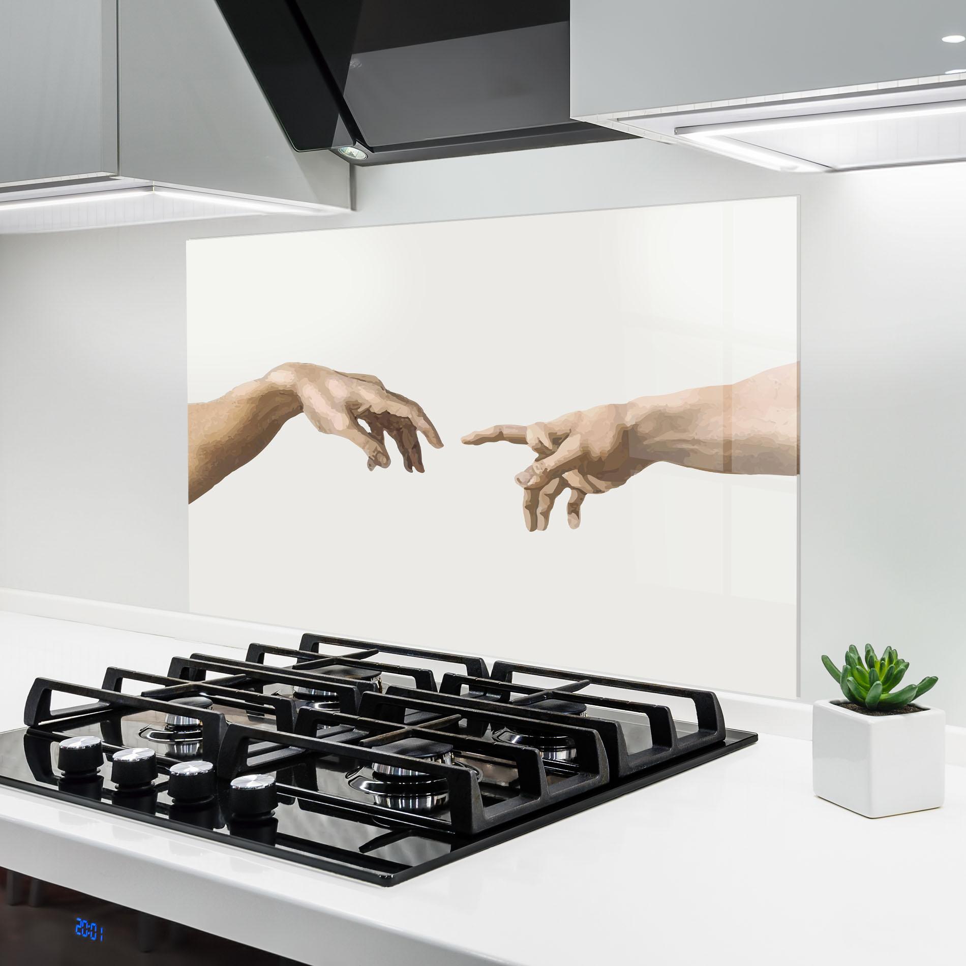 Panou Sticla Bucatarie Cream Hands Art mockup 6