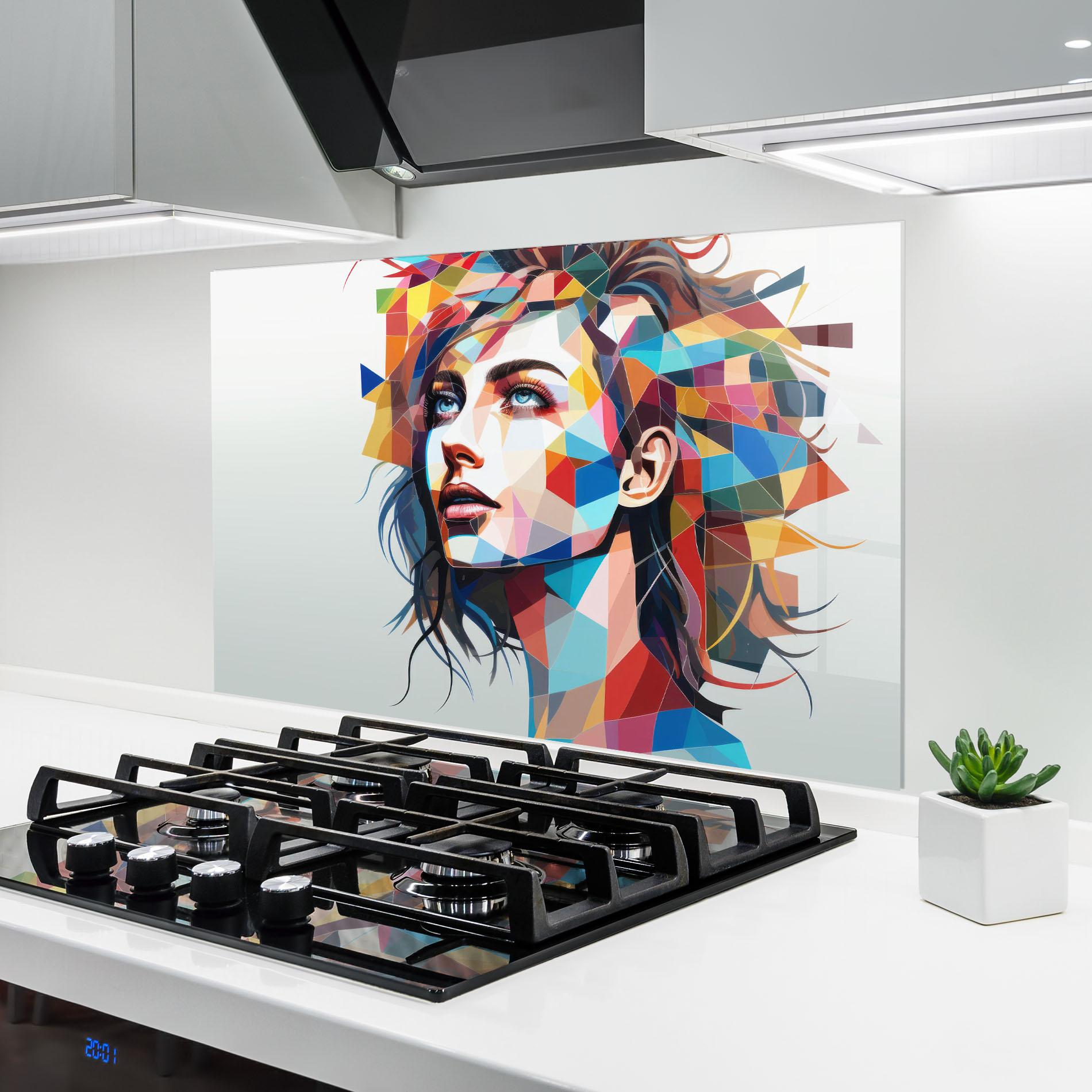 Panou Sticla Bucatarie Geometric Shapes Hair mockup 6