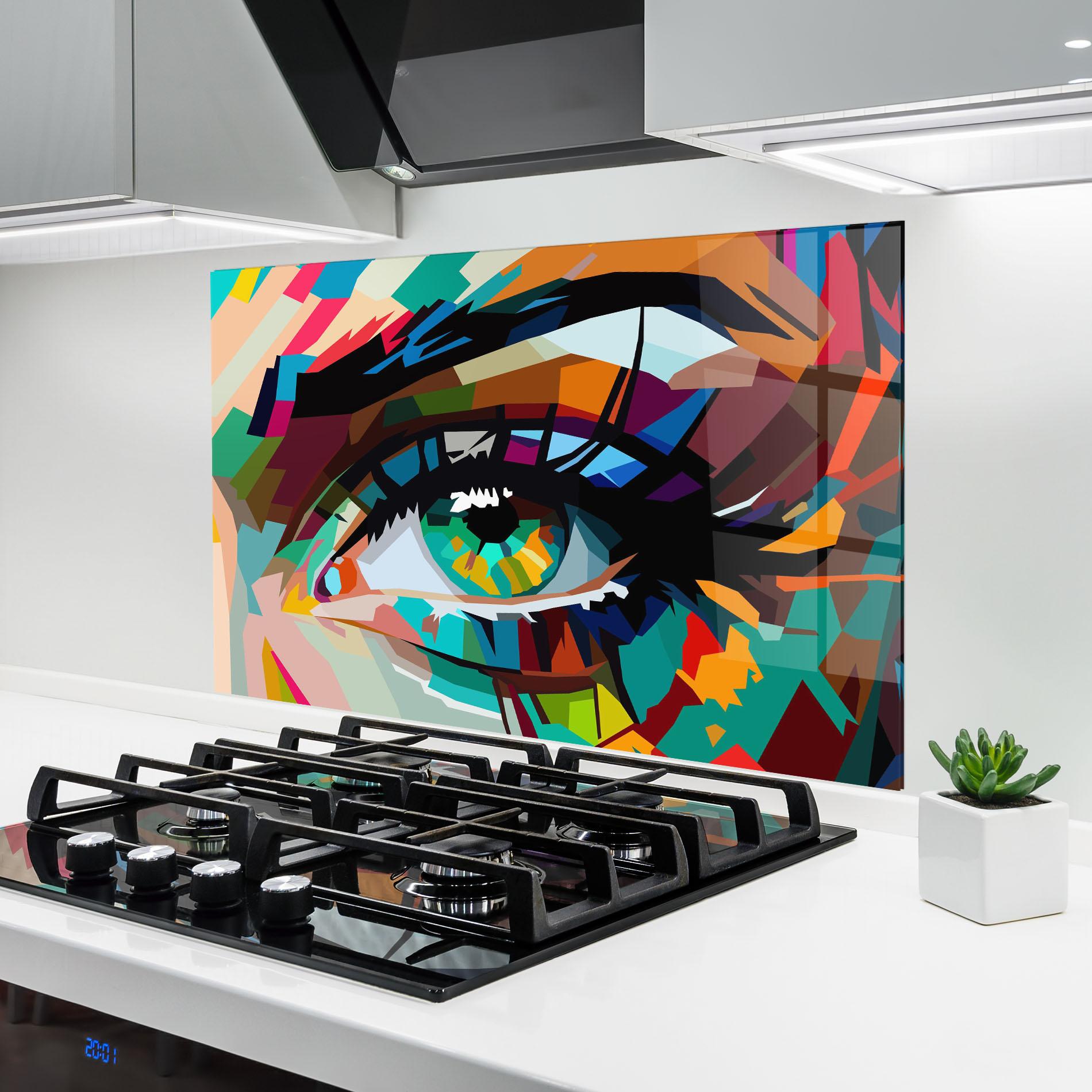 Panou Sticla Bucatarie Green Art Eye mockup 6