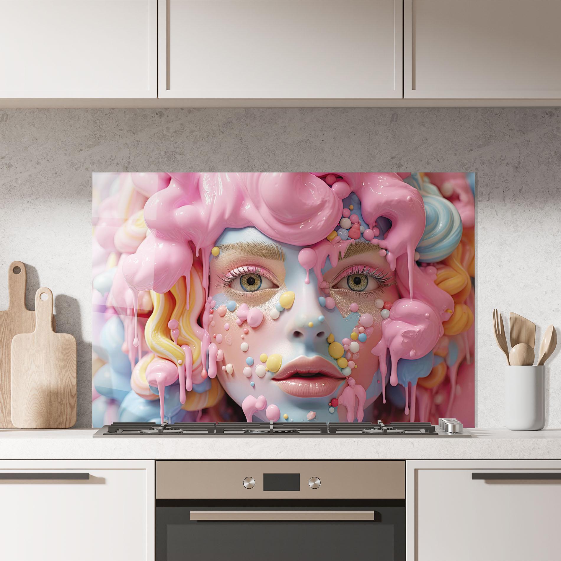 Panou Sticla Bucatarie Candy Face Girl mockup 7