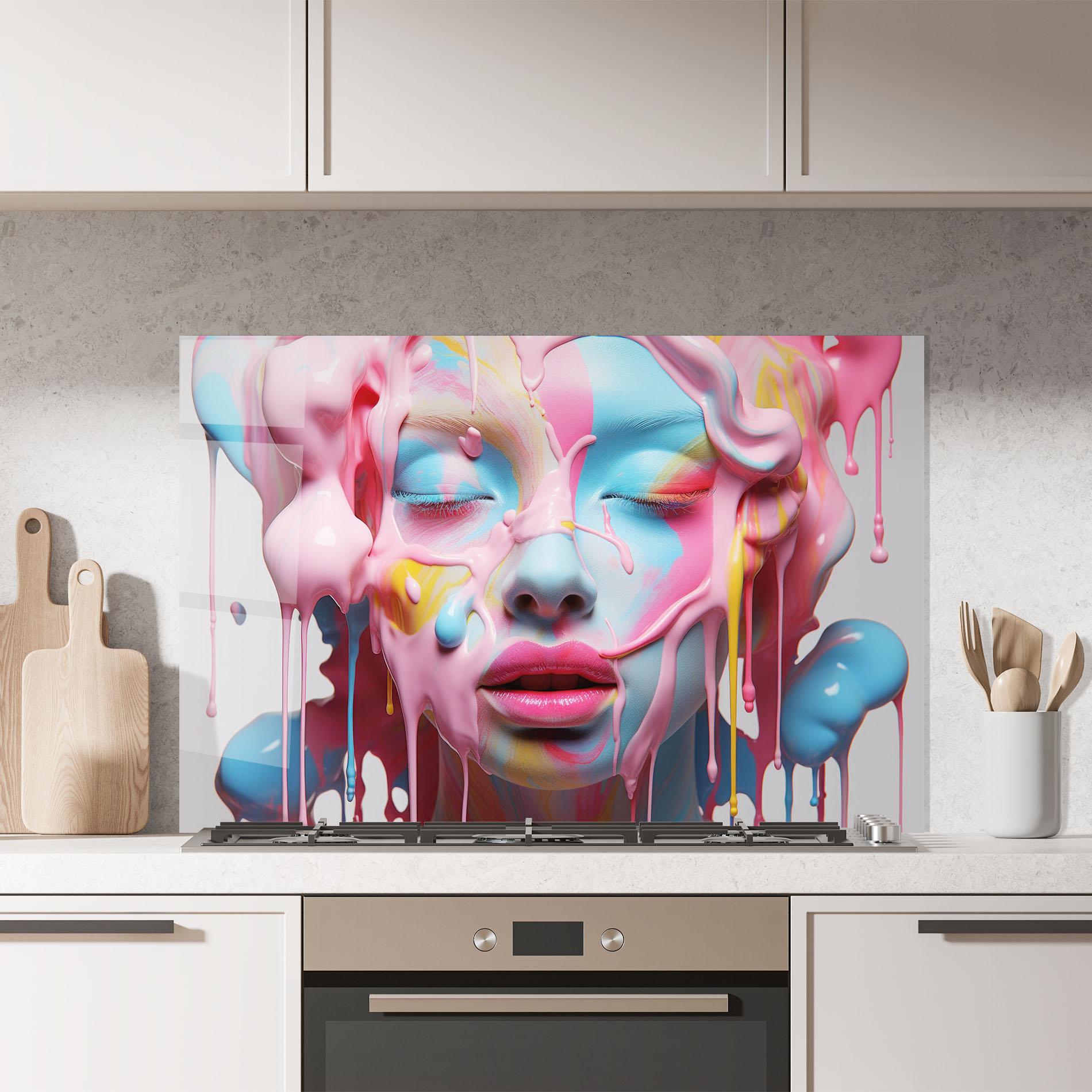 Panou Sticla Bucatarie Colorful Face Paint mockup 7