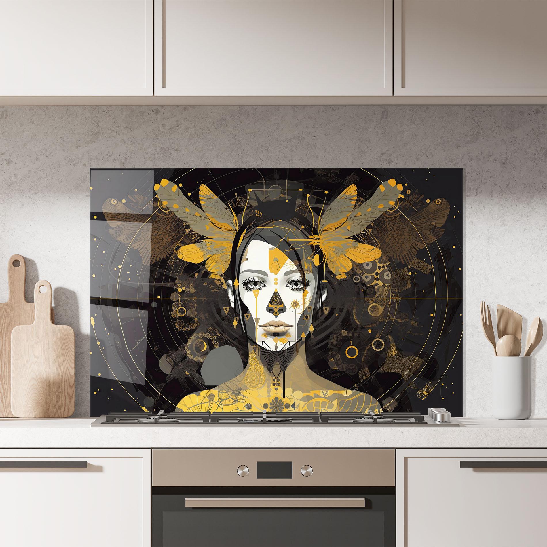 Panou Sticla Bucatarie Colorful Graphical Artwork mockup 7