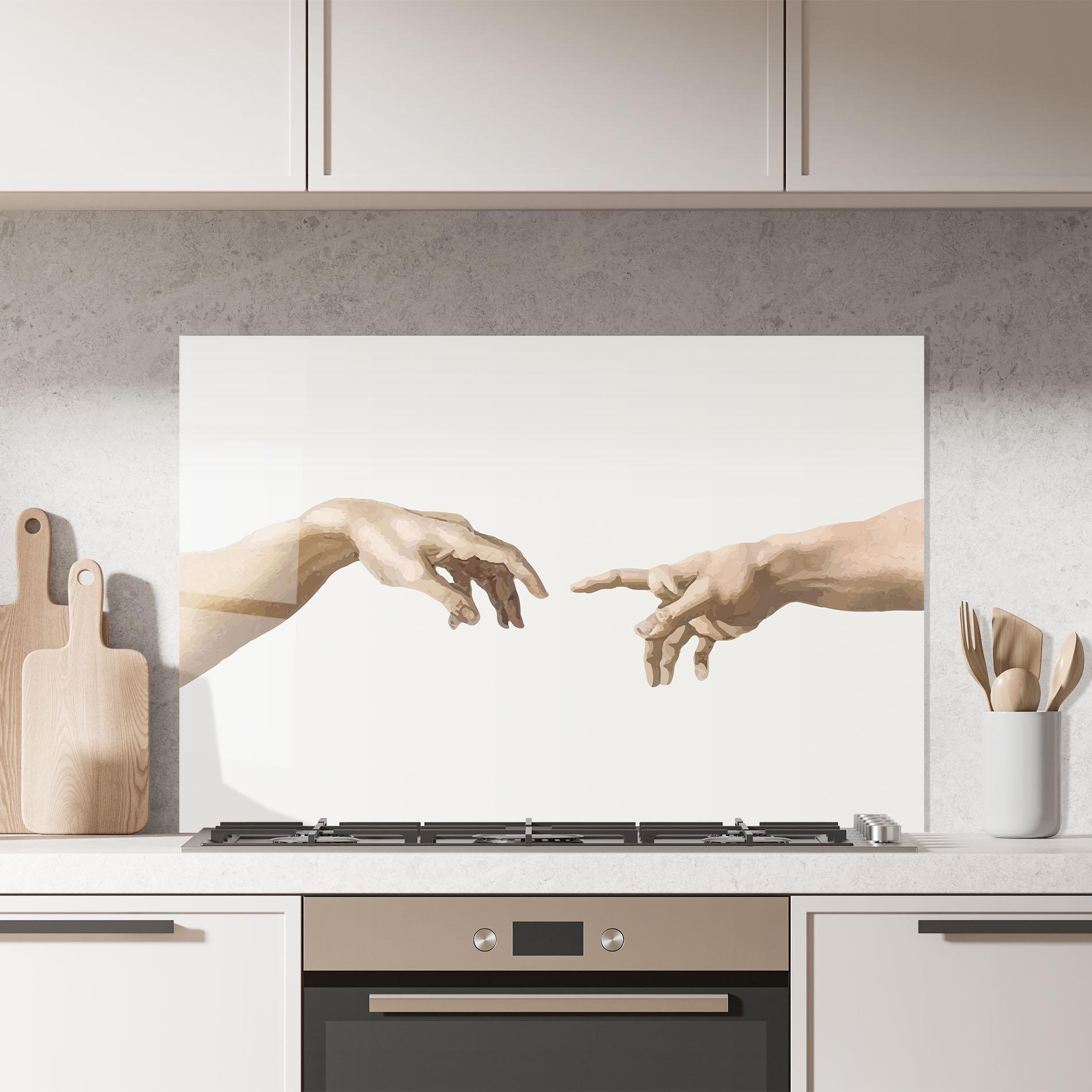 Panou Sticla Bucatarie Cream Hands Art mockup 7