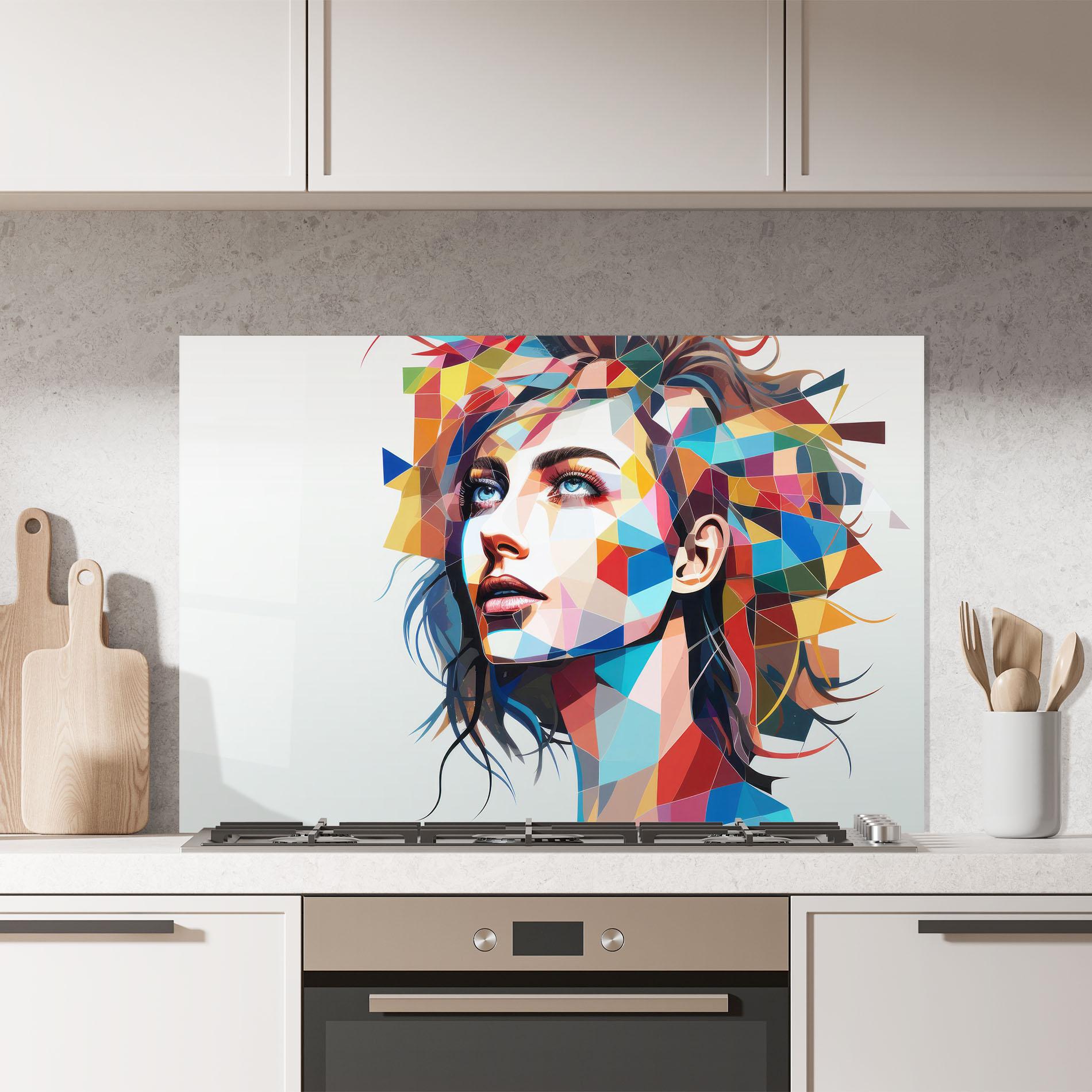 Panou Sticla Bucatarie Geometric Shapes Hair mockup 7