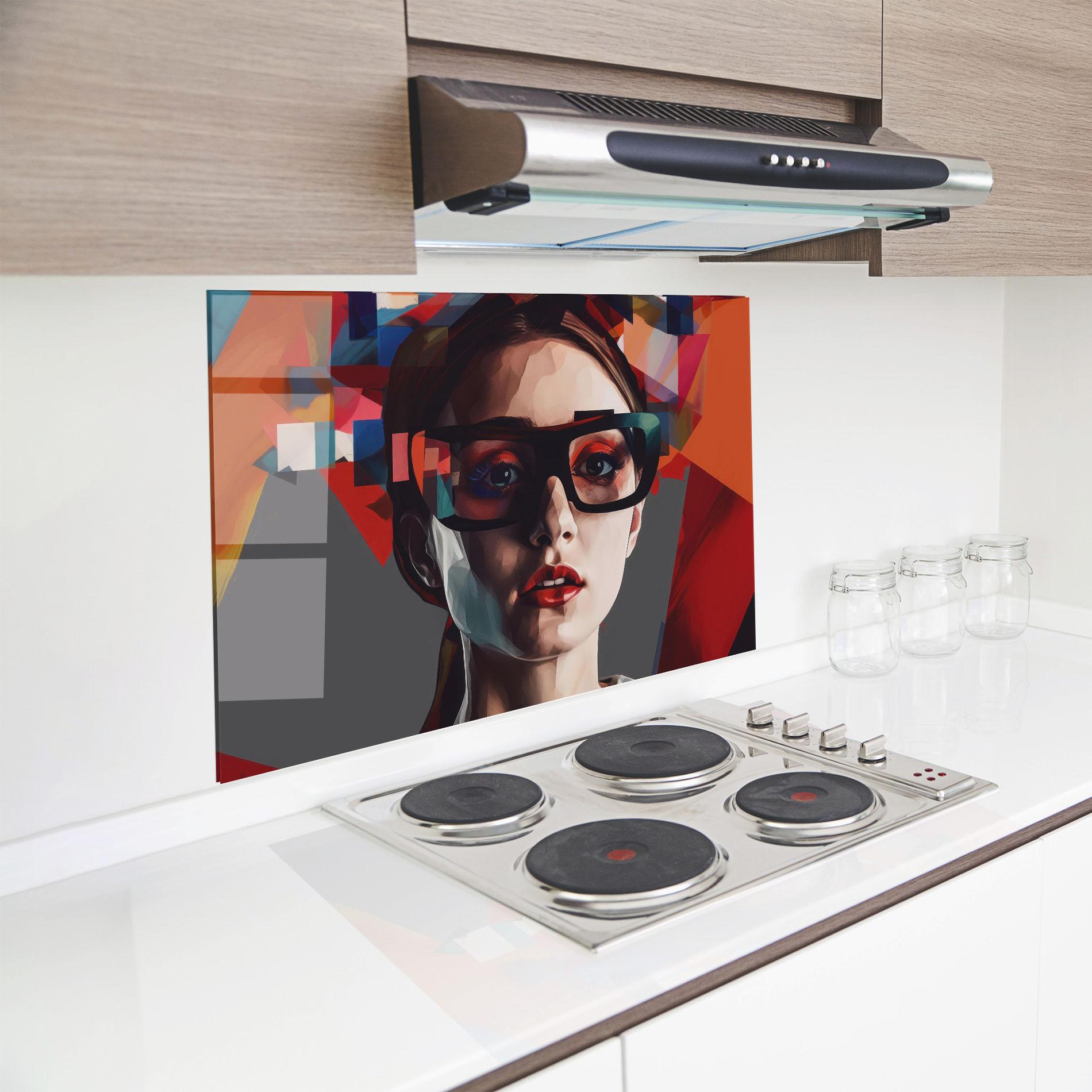 Panou Sticla Bucatarie Big Black Glasses mockup 8