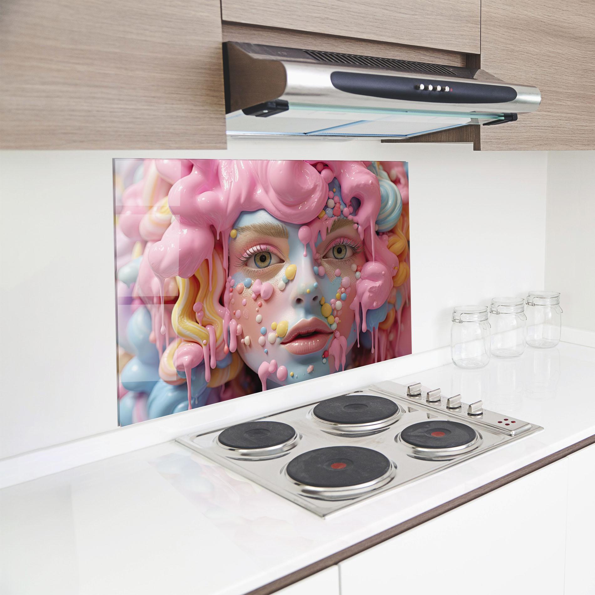 Panou Sticla Bucatarie Candy Face Girl mockup 8