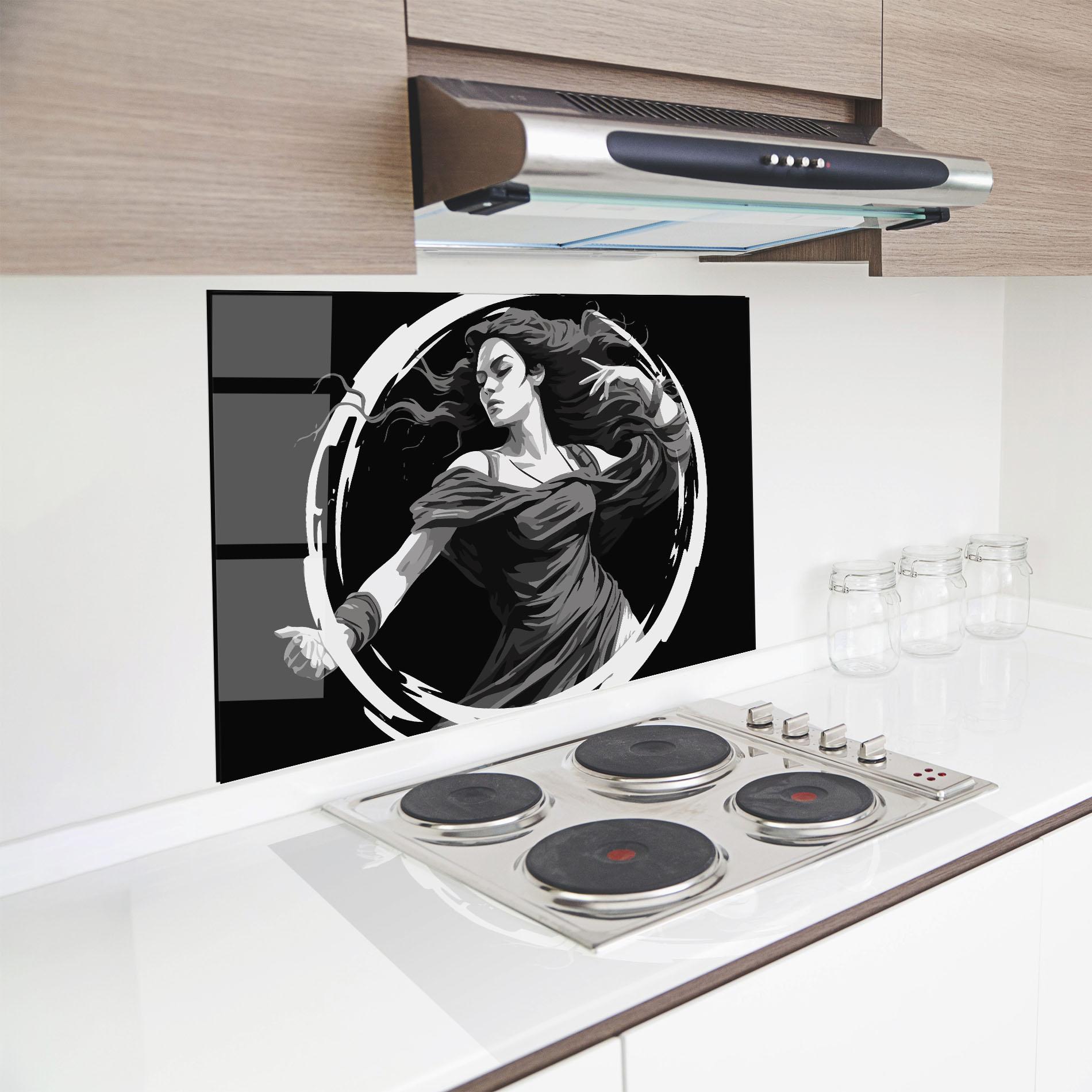 Panou Sticla Bucatarie Circle Grey Lady mockup 8