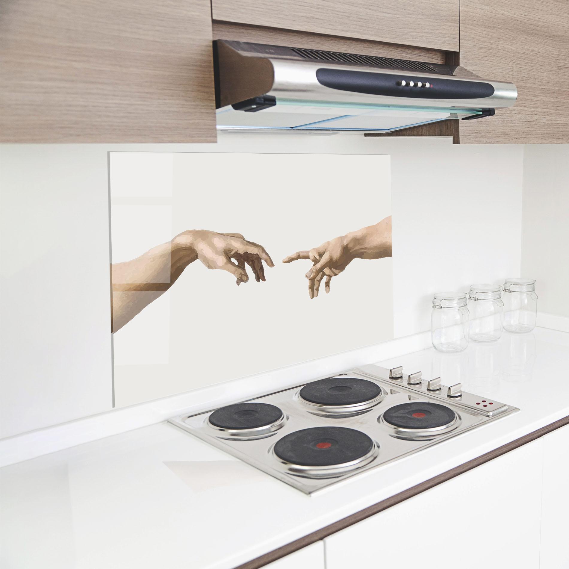 Panou Sticla Bucatarie Cream Hands Art mockup 8