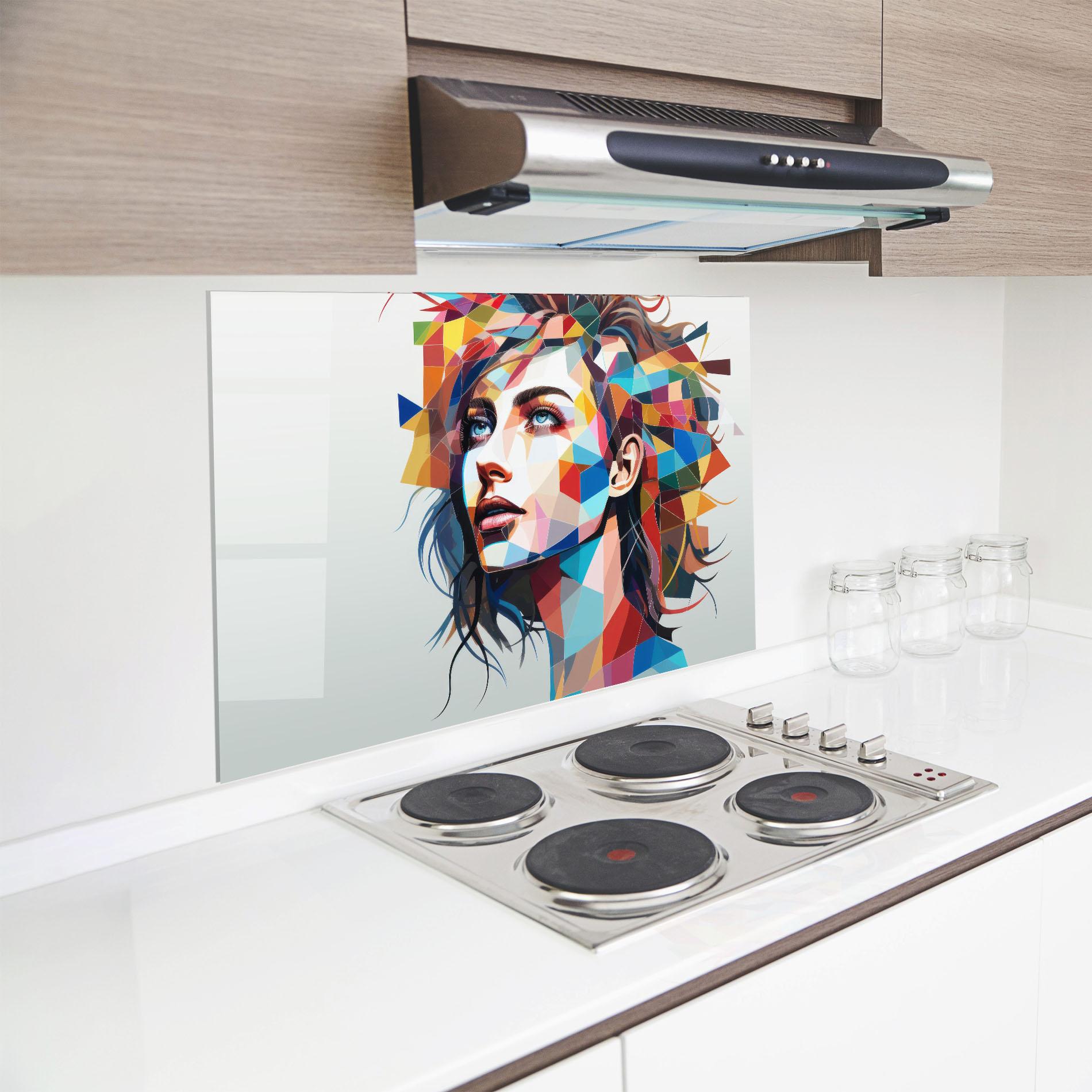 Panou Sticla Bucatarie Geometric Shapes Hair mockup 8