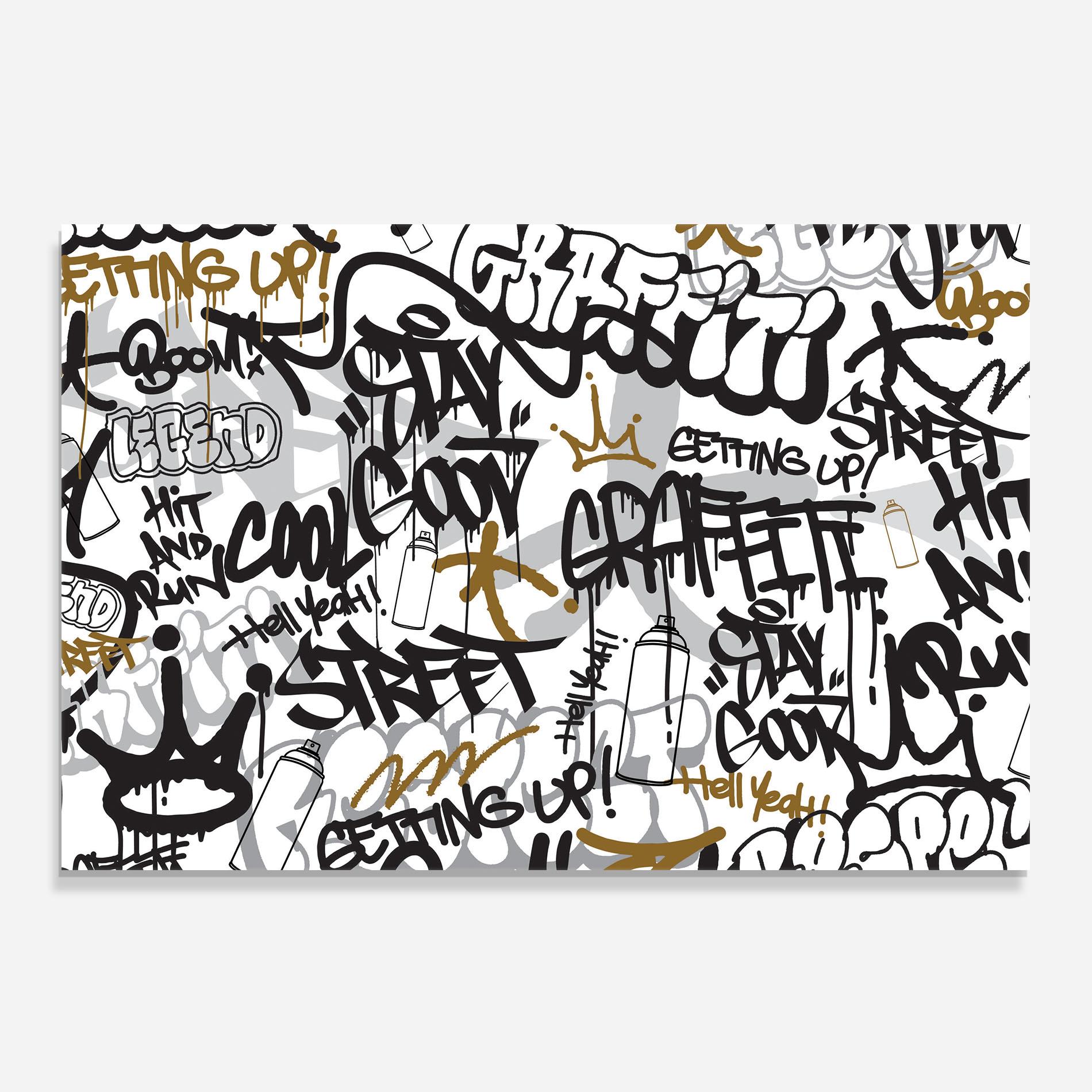 Panou Sticla Bucatarie Black Yellow Graffiti mockup 0