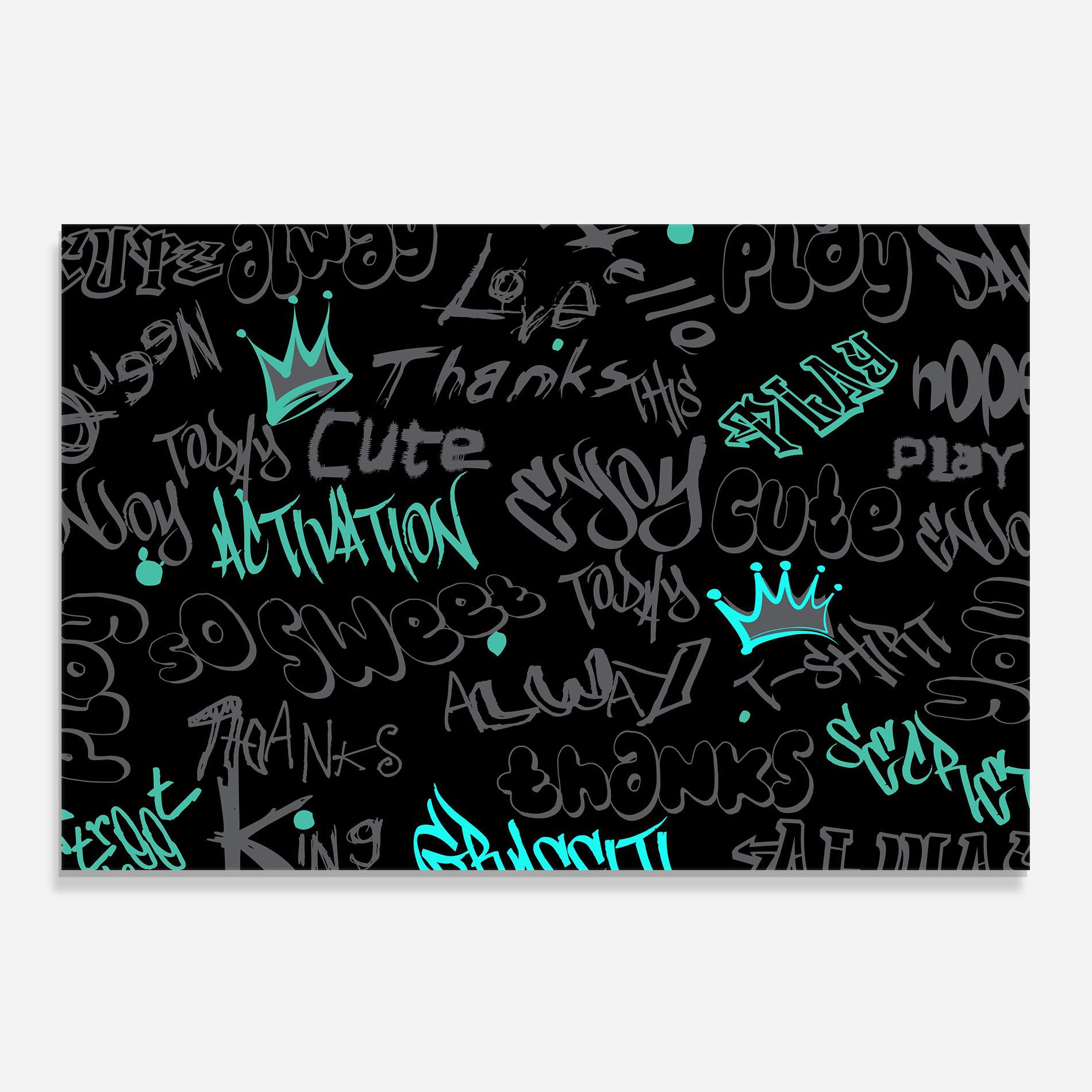 Panou Sticla Bucatarie Blue Grey Graffiti mockup 0