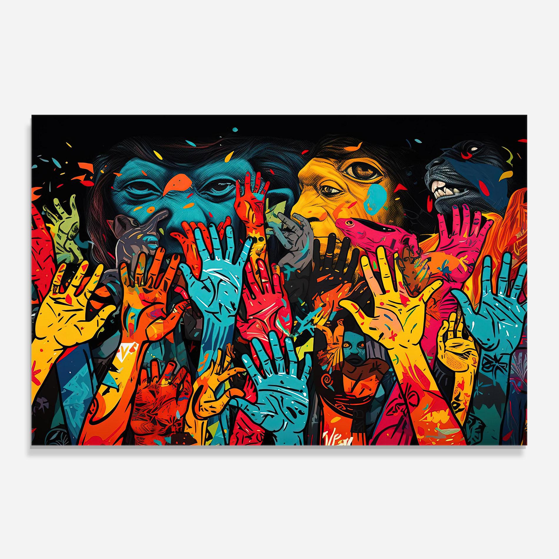 Panou Sticla Bucatarie Colorful Hands mockup 0