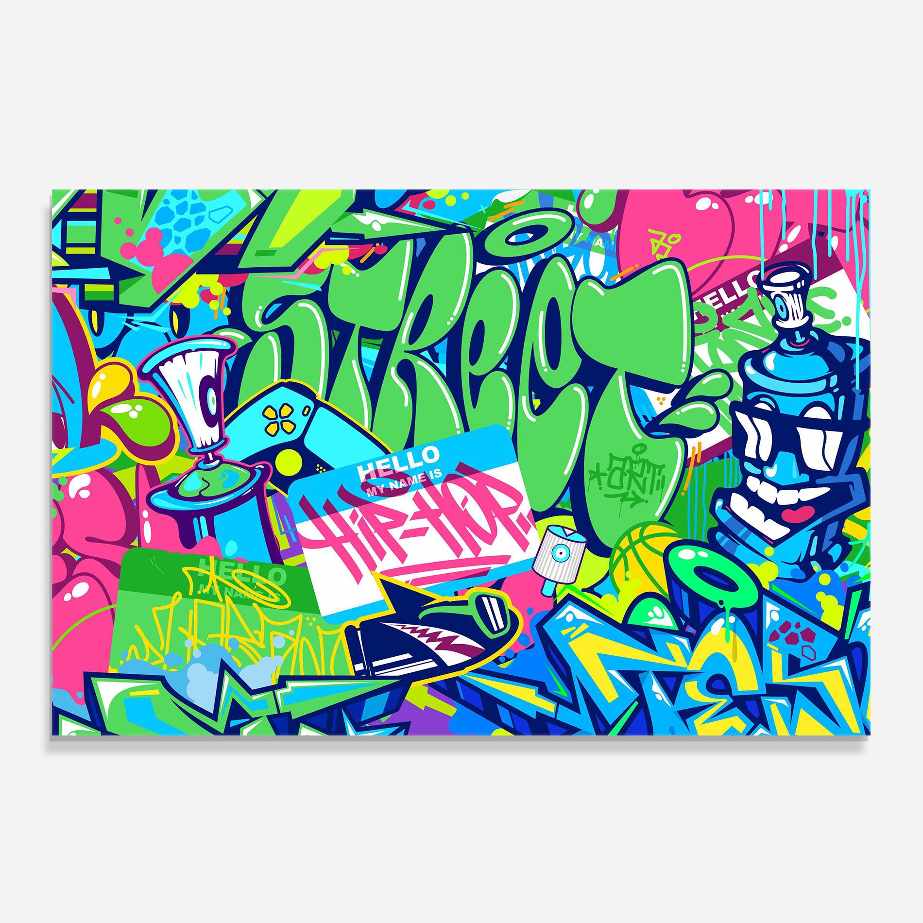 Panou Sticla Bucatarie Colorful Hip Hop mockup 0