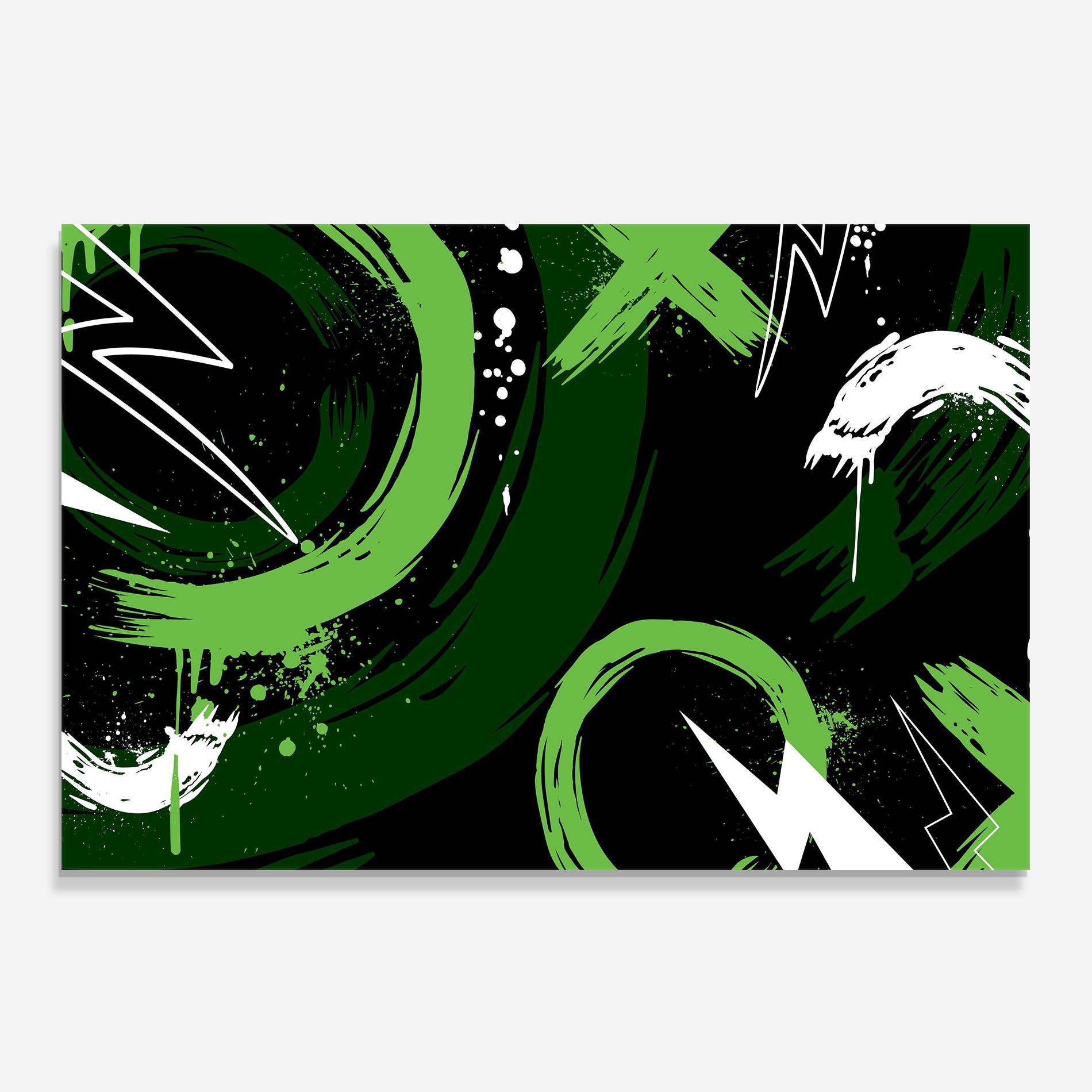 Panou Sticla Bucatarie Green Shades Graffiti mockup 0
