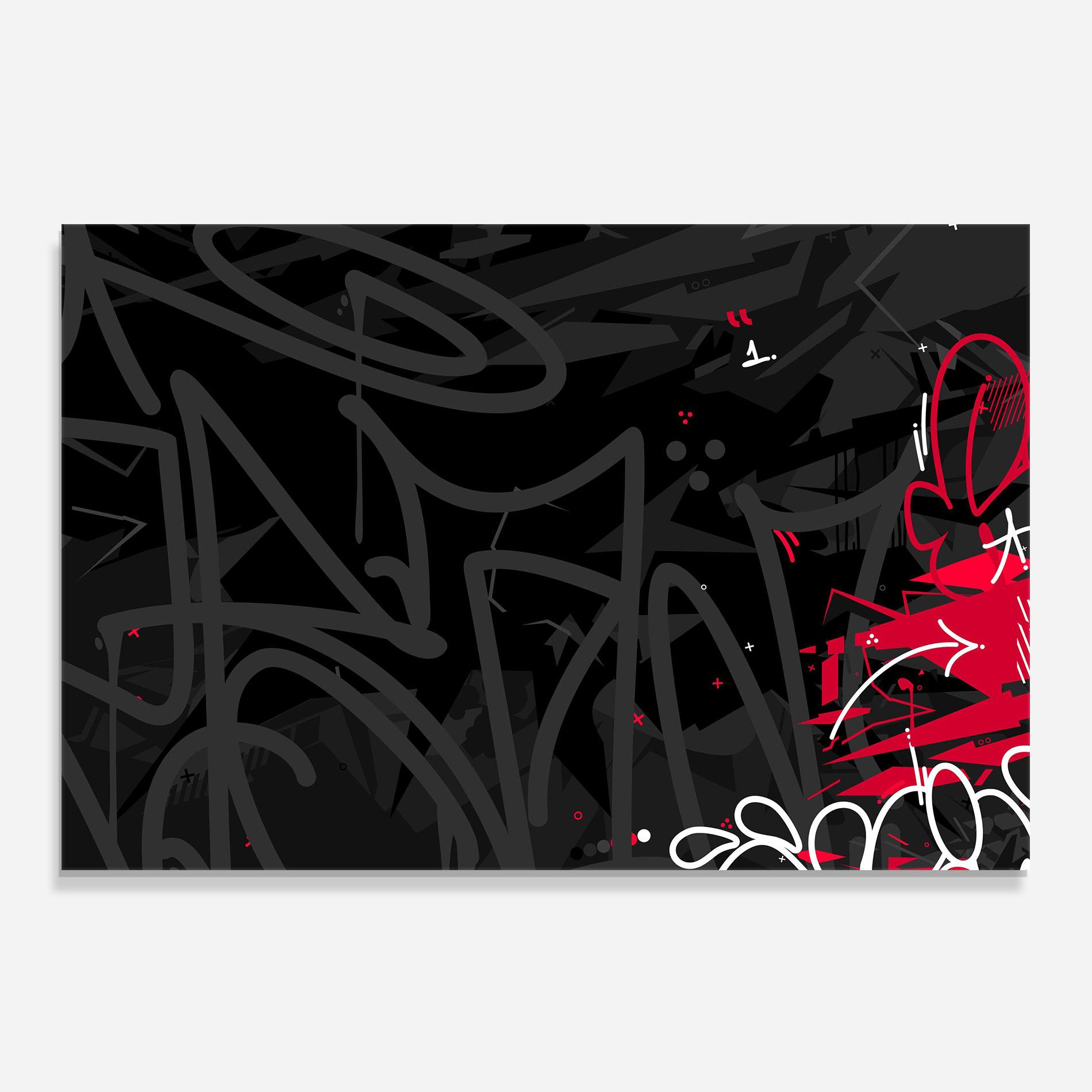 Panou Sticla Bucatarie Grey Pink Graffiti mockup 0