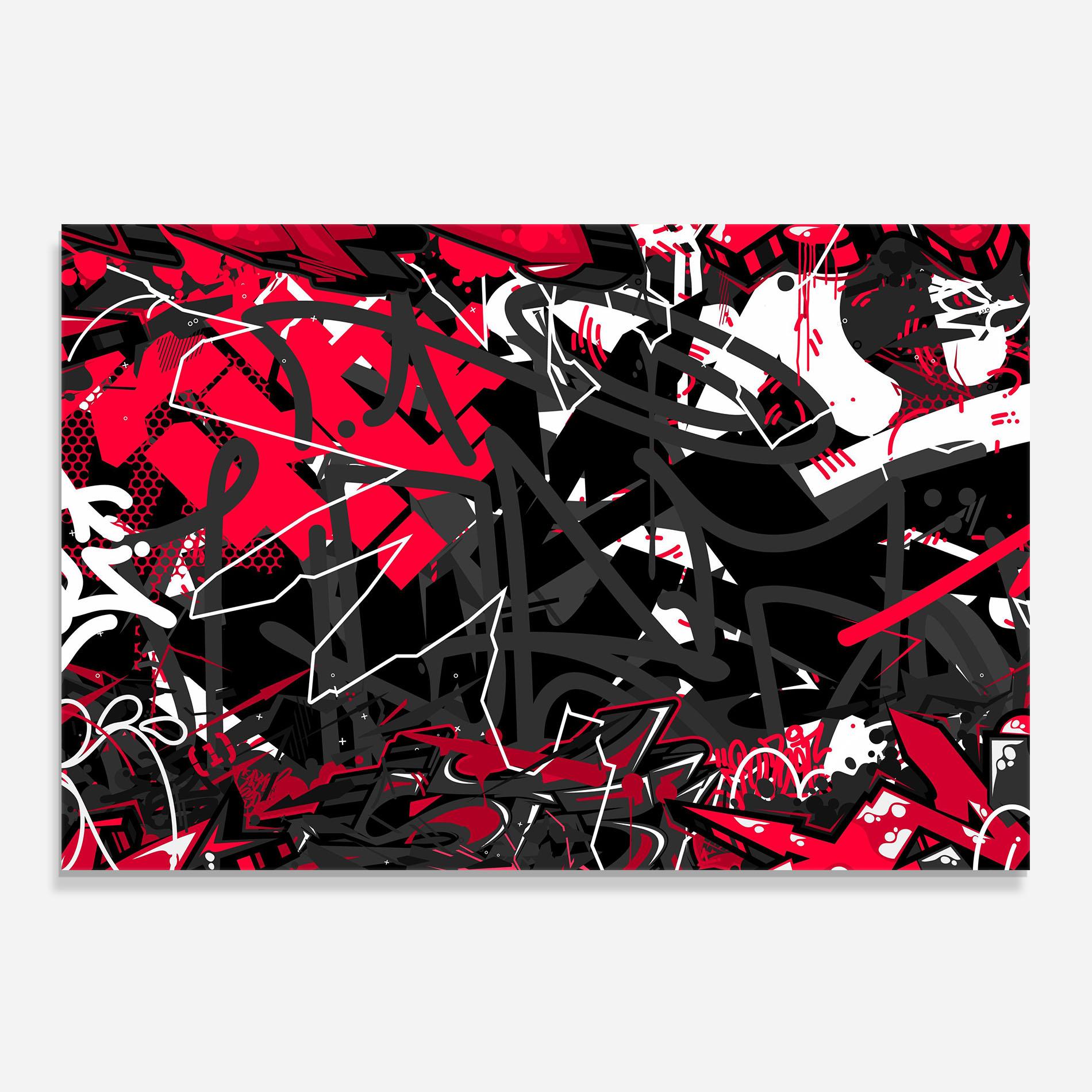 Panou Sticla Bucatarie Grey Red Graffiti mockup 0