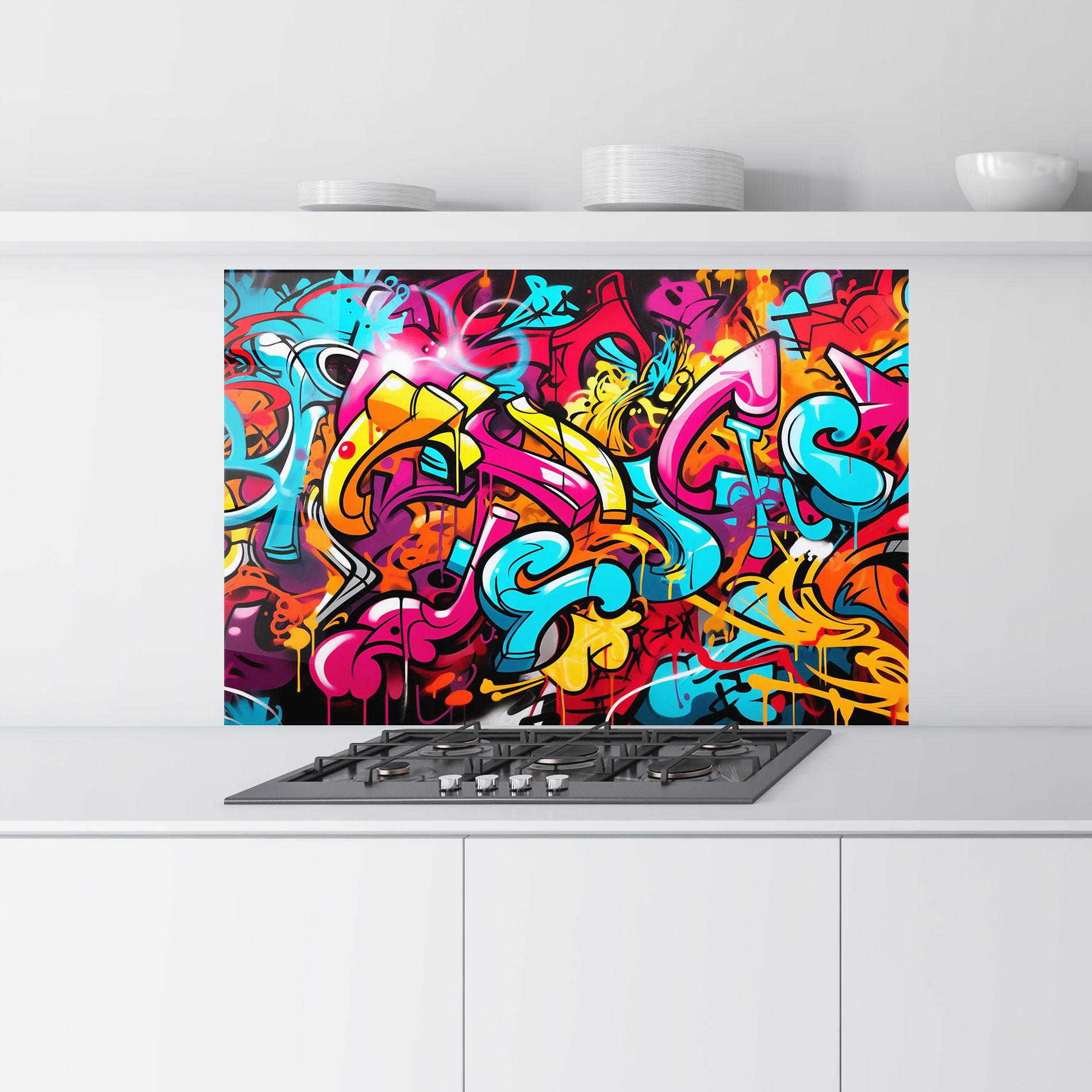 Panou Sticla Bucatarie Abstract Graffiti mockup 9