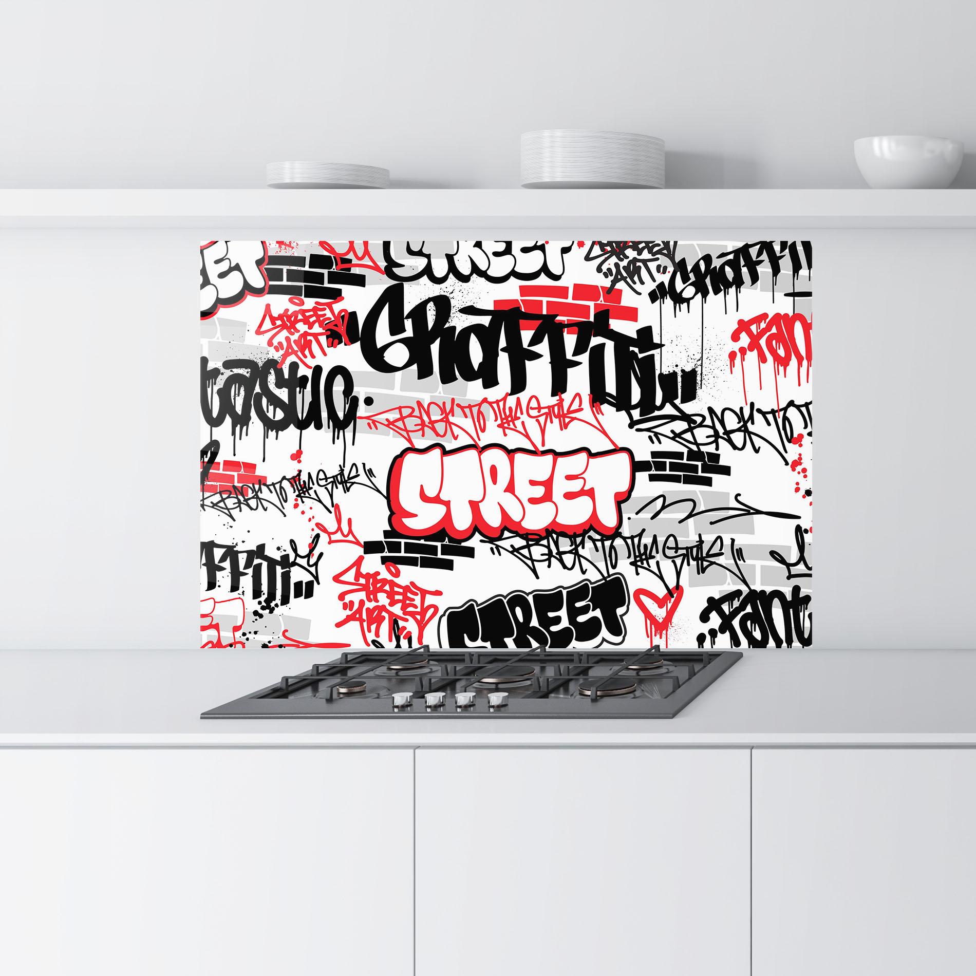 Panou Sticla Bucatarie Black Red Tags mockup 9