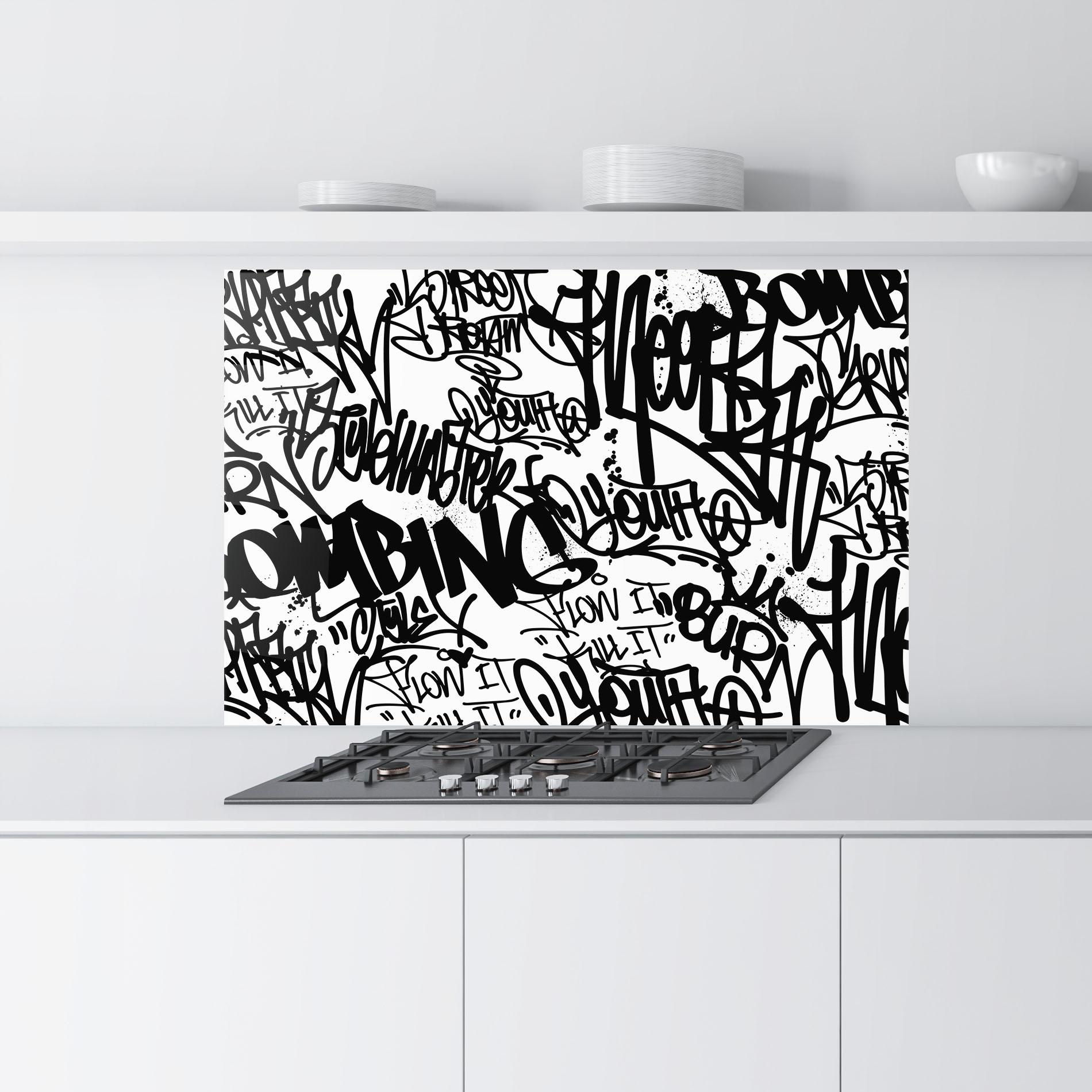 Panou Sticla Bucatarie Black Tags mockup 9