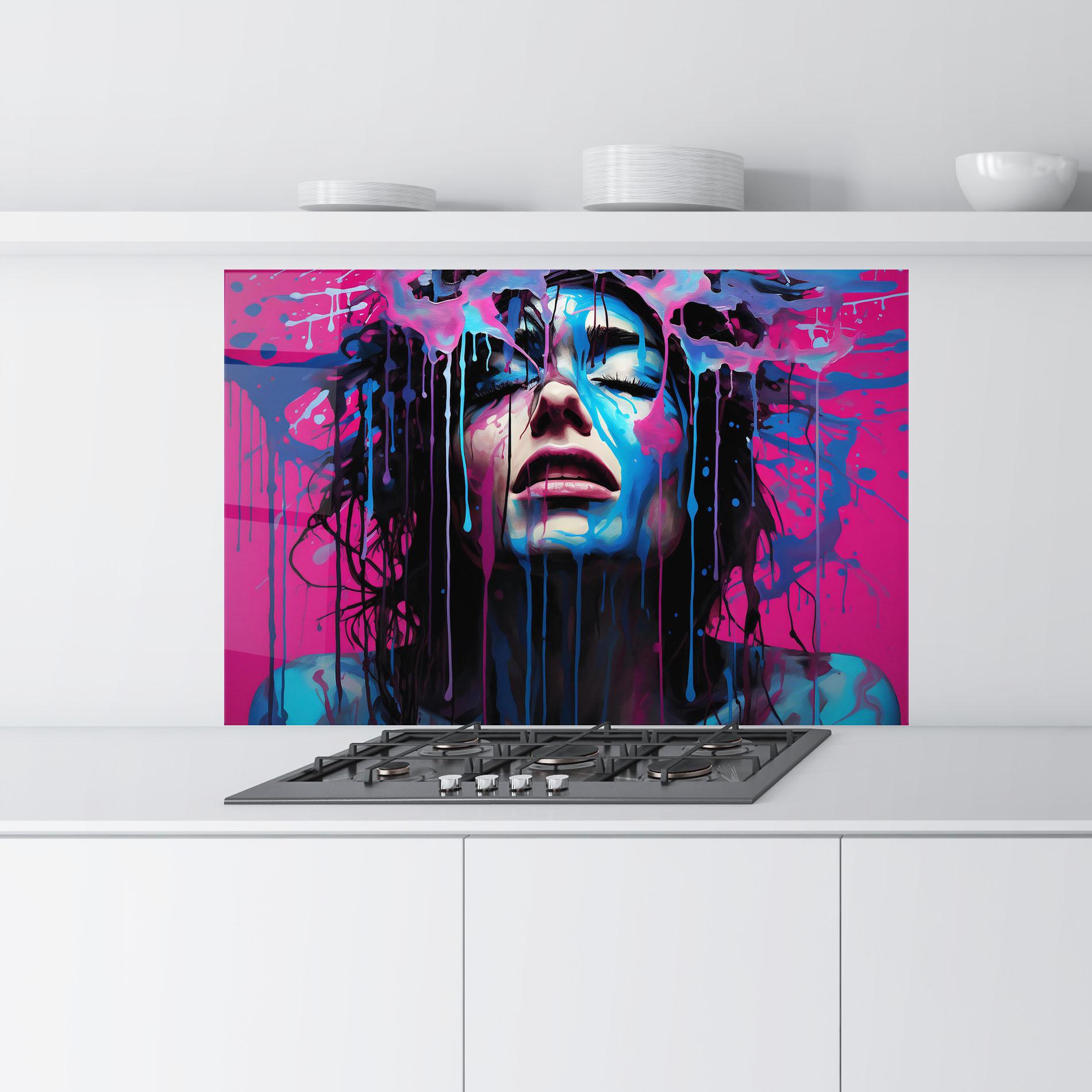 Panou Sticla Bucatarie Blue Pink Woman mockup 9