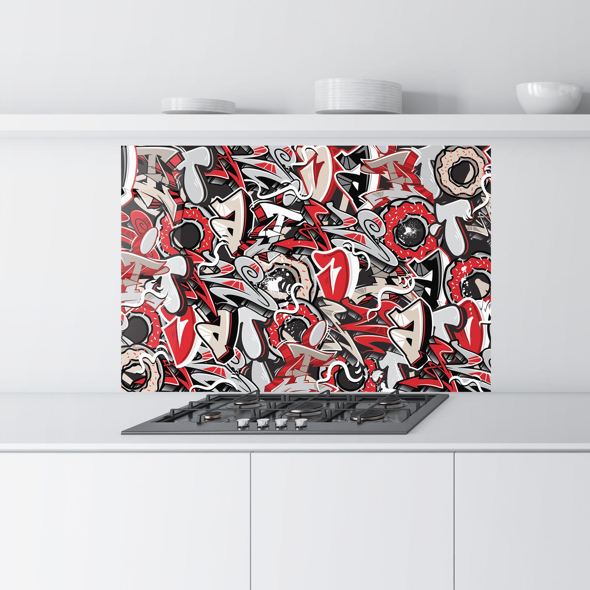 Panou Sticla Bucatarie Donut Graffiti mockup 9