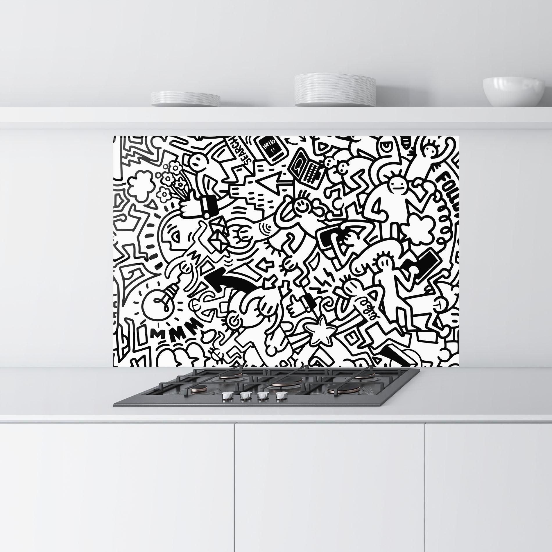 Panou Sticla Bucatarie Follow Like Graffiti mockup 9