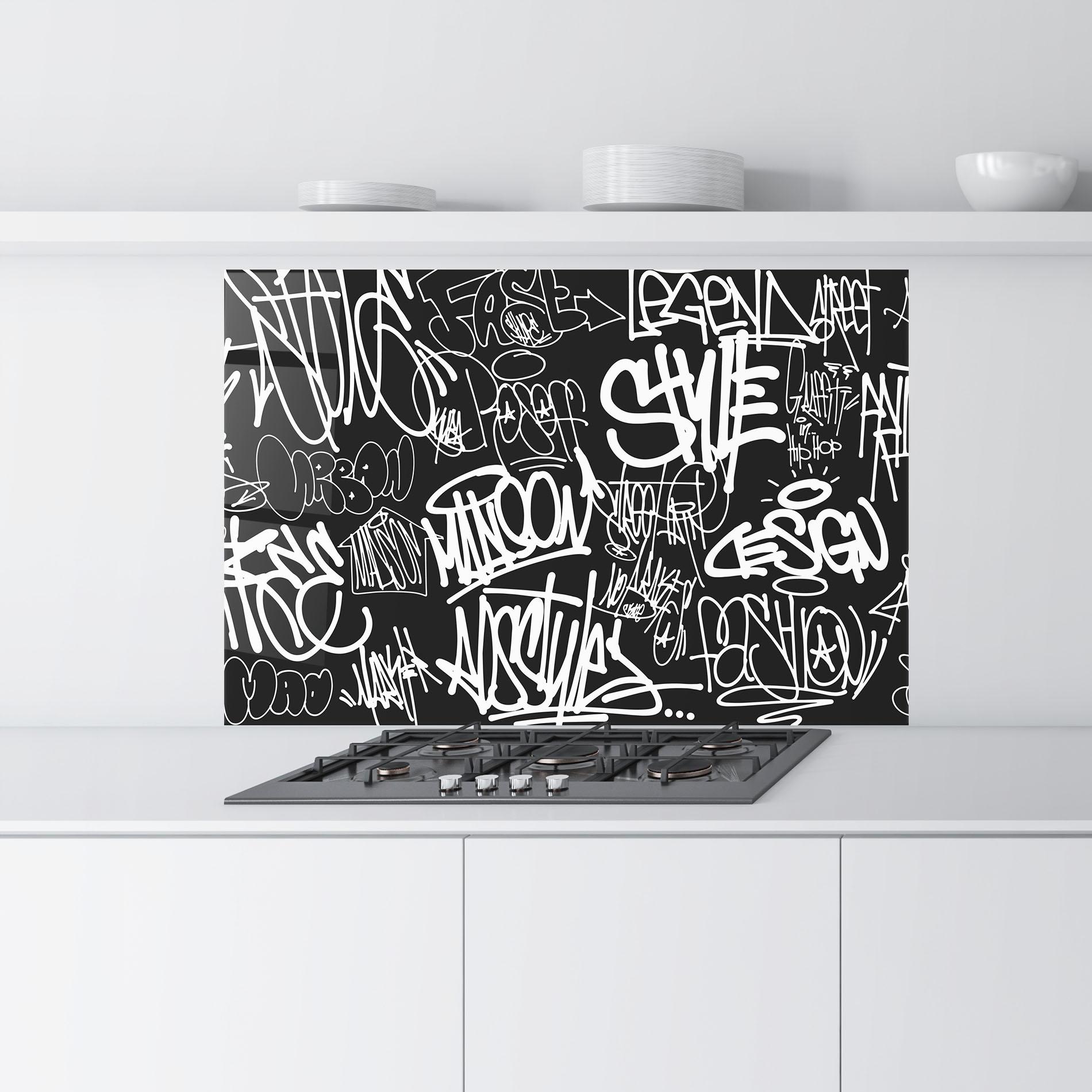Panou Sticla Bucatarie Graffiti Tags mockup 9