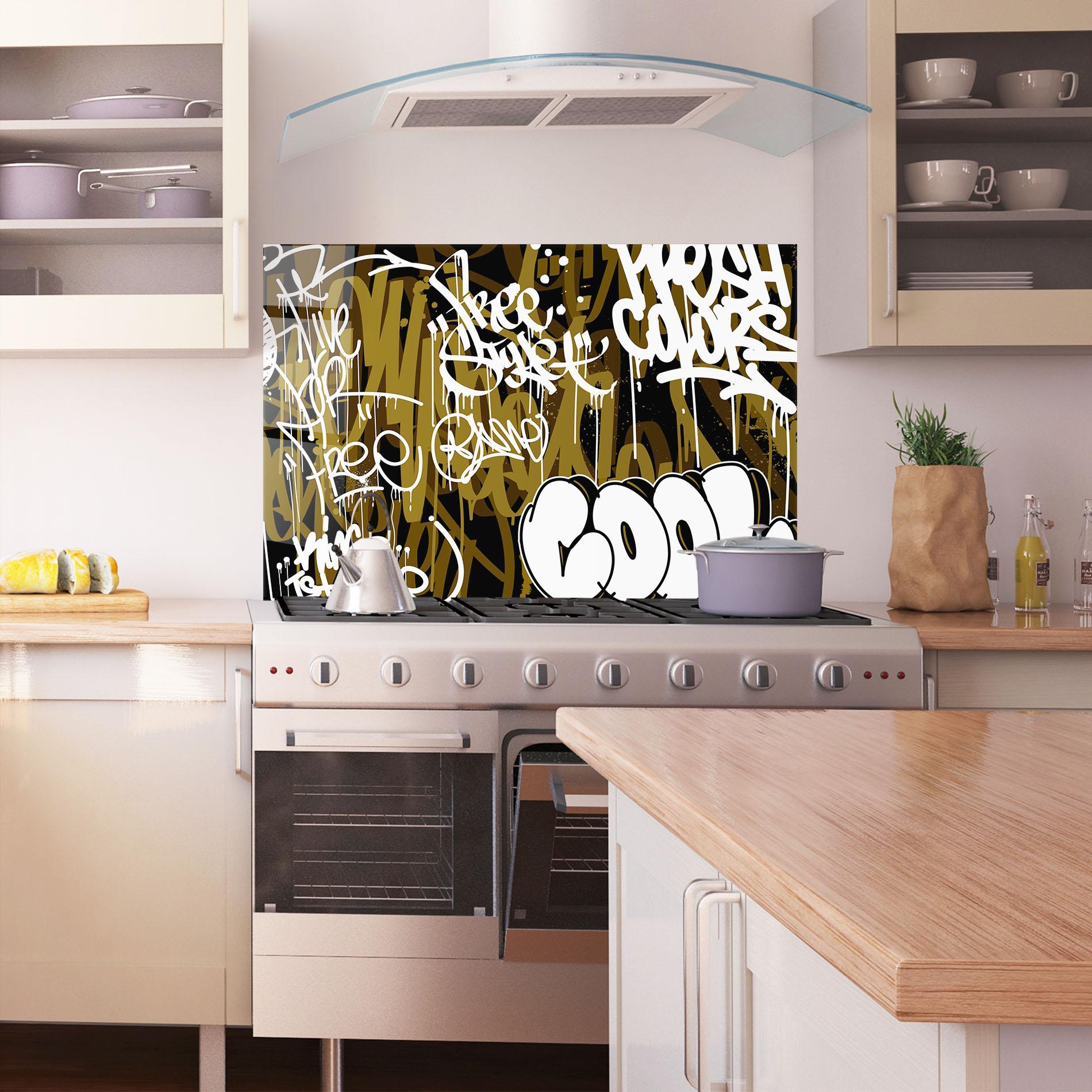 Panou Sticla Bucatarie Cool Graffiti mockup 1