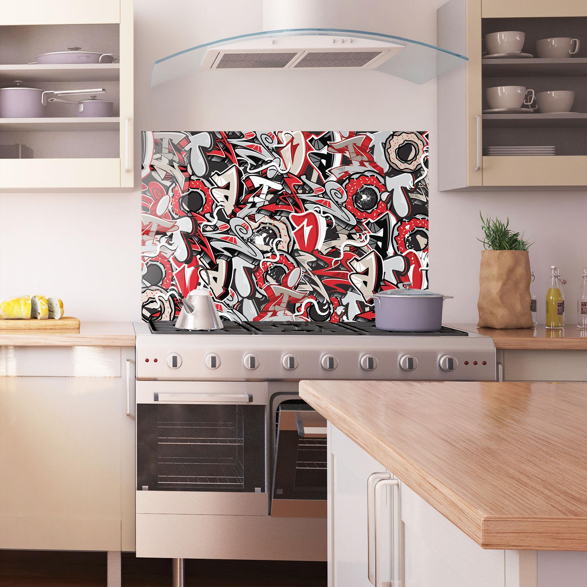 Panou Sticla Bucatarie Donut Graffiti mockup 1