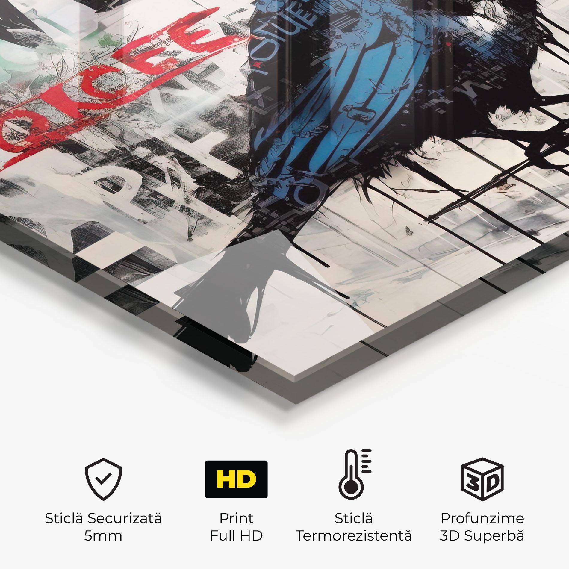 Panou Sticla Bucatarie Blue Bird Doodle mockup 2