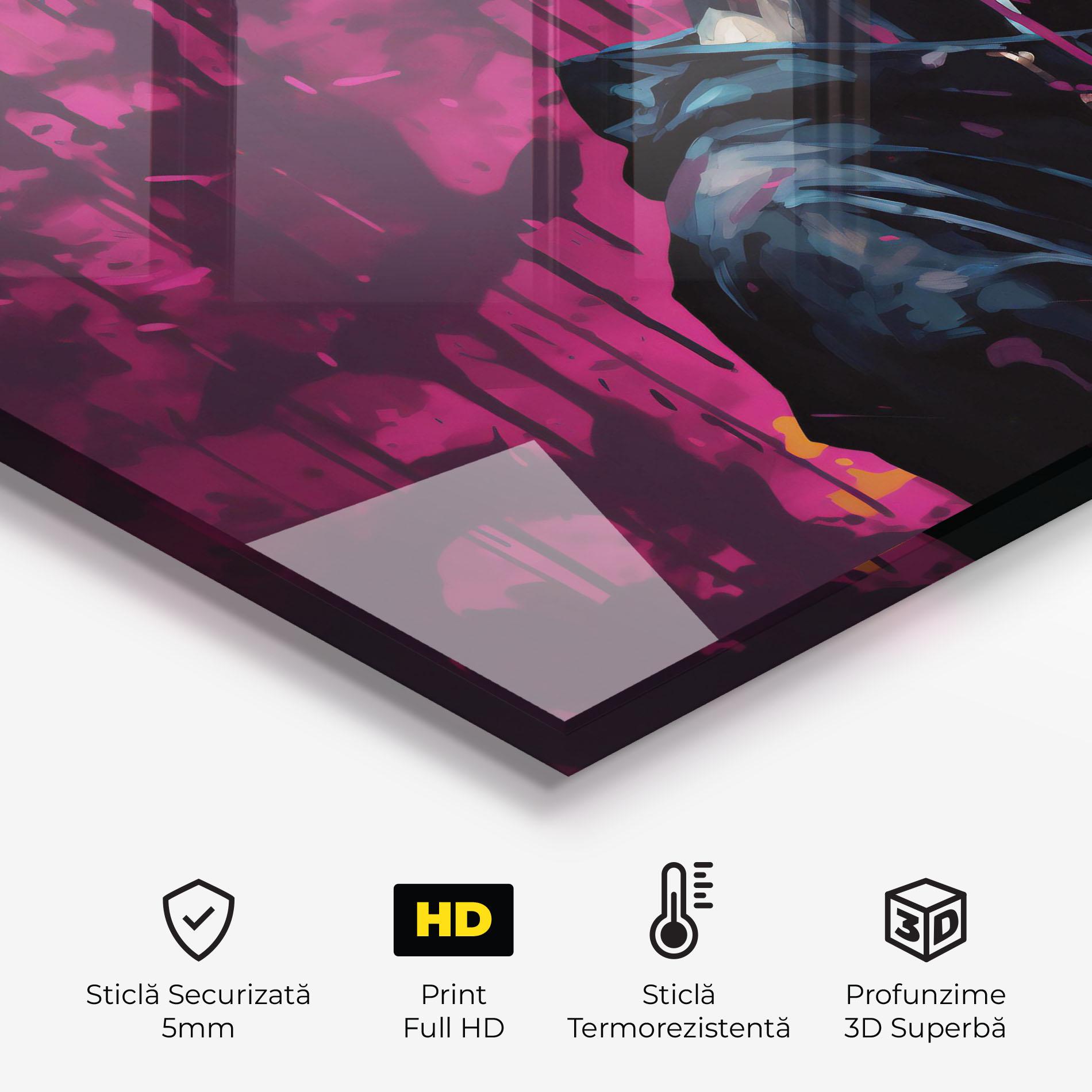 Panou Sticla Bucatarie Blue Pink Paint Falling mockup 2